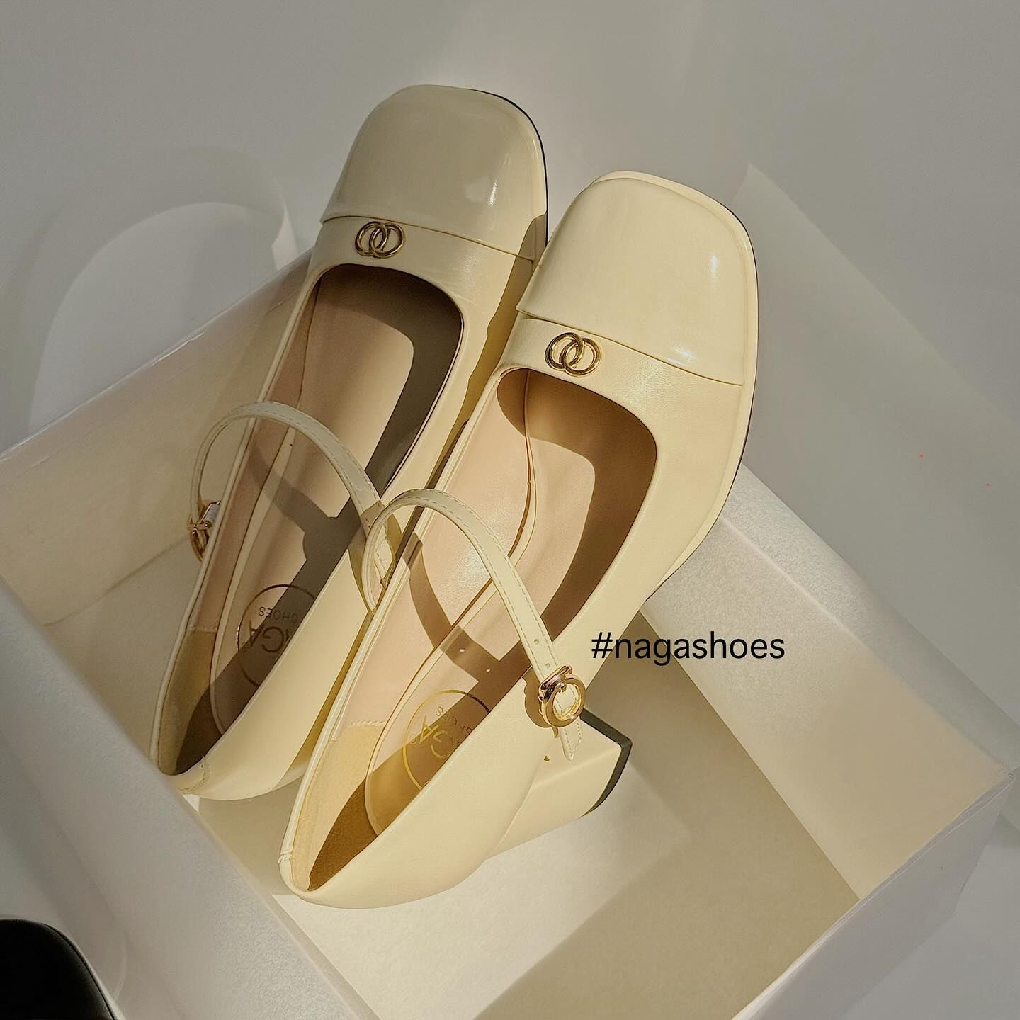  CAO GÓT MARY JANE  NAGASHOES  MŨI BÓNG ĐÍNH KHOEN TRÒN  6P NAC290 