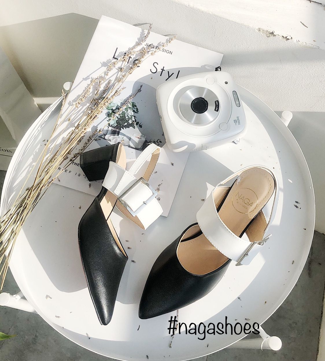 Giày Cao Gót Nagashoes Phối Quai Khóa Lớn 5P NAC89