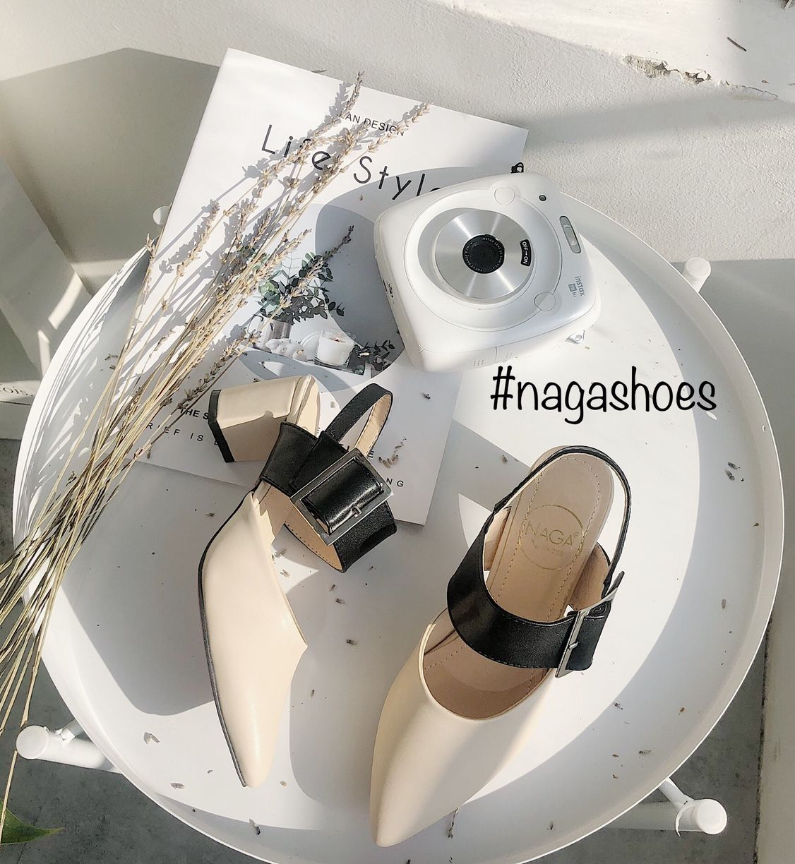 Giày Cao Gót Nagashoes Phối Quai Khóa Lớn 5P NAC89