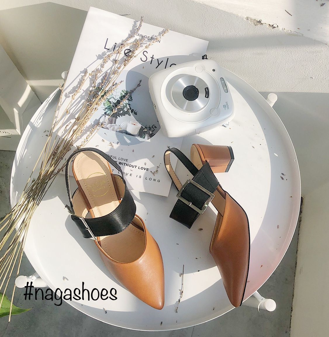 Giày Cao Gót Nagashoes Phối Quai Khóa Lớn 5P NAC89
