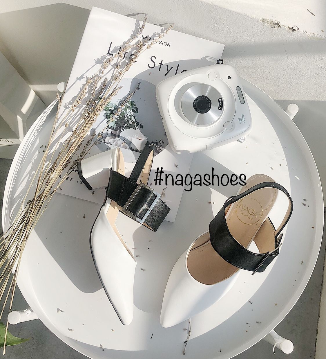Giày Cao Gót Nagashoes Phối Quai Khóa Lớn 5P NAC89