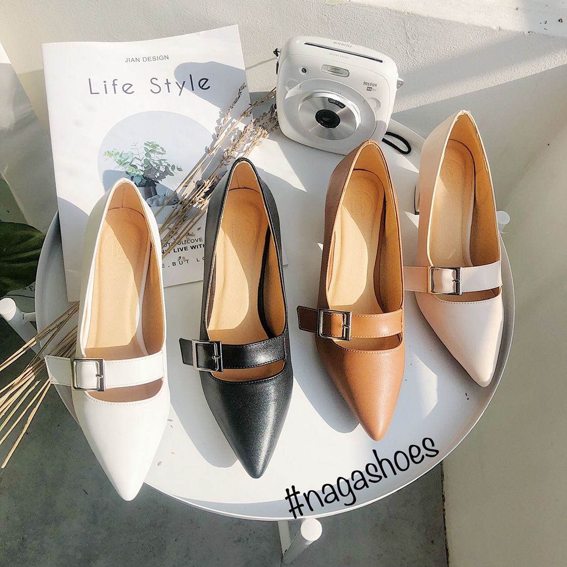 Giày Cao Gót Nagashoes Mũi Nhọn Khóa Ngang 6P NAC90