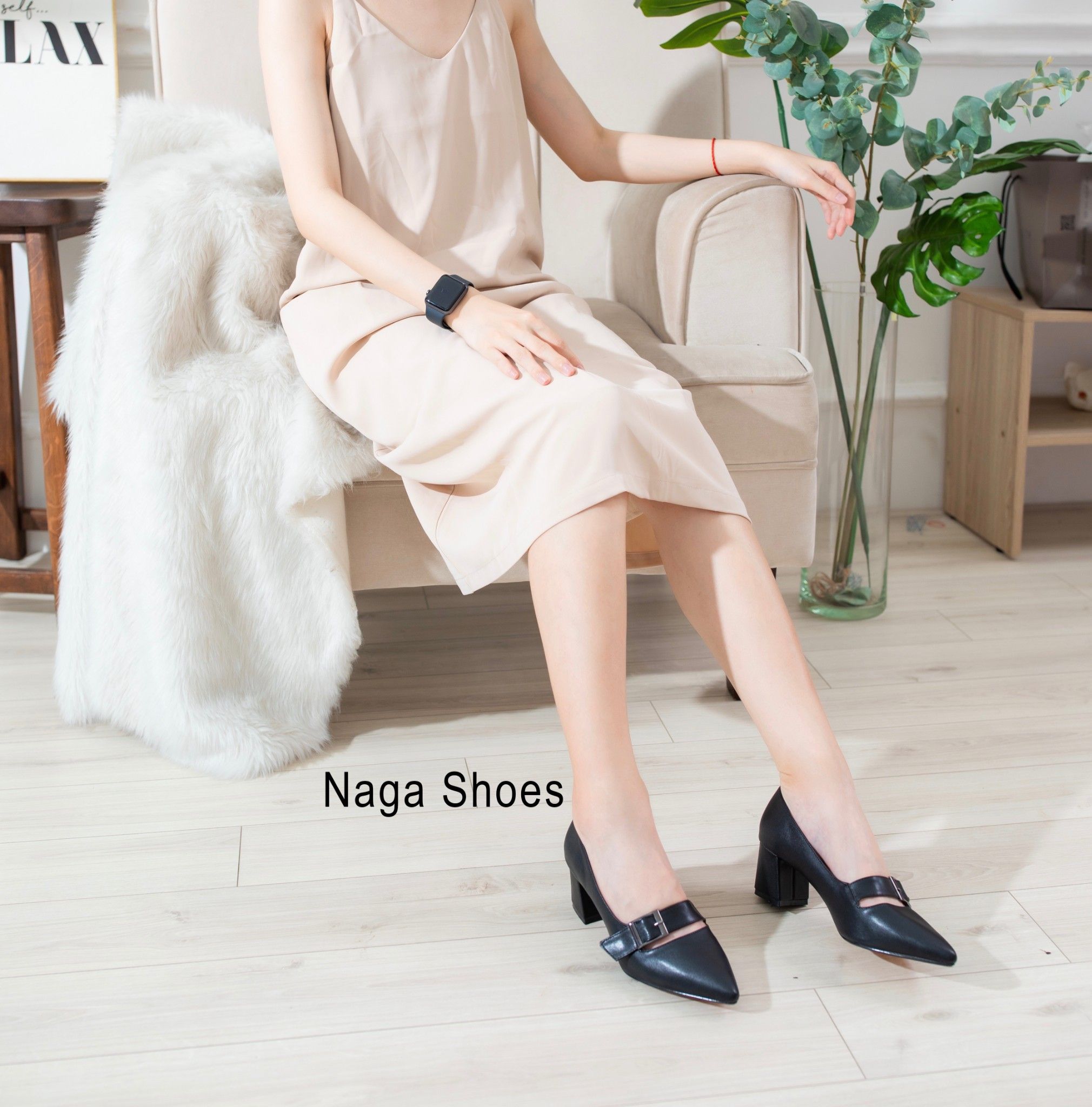 Giày Cao Gót Nagashoes Mũi Nhọn Khóa Ngang 6P NAC90