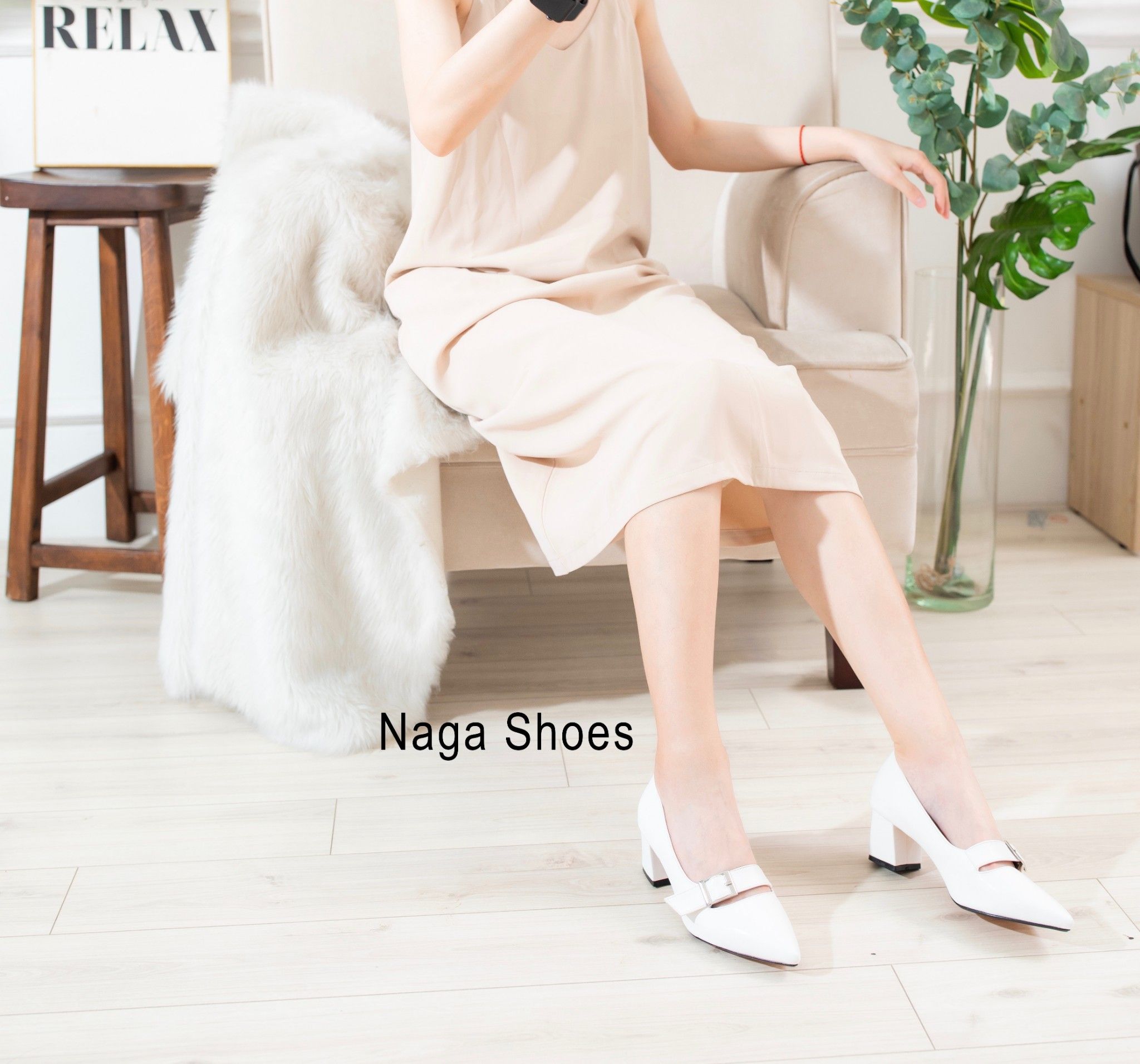 Giày Cao Gót Nagashoes Mũi Nhọn Khóa Ngang 6P NAC90