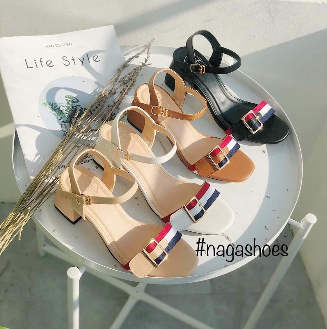 Giày Cao Gót Nagashoes Quai Ngang 3 Màu 6P NAC91