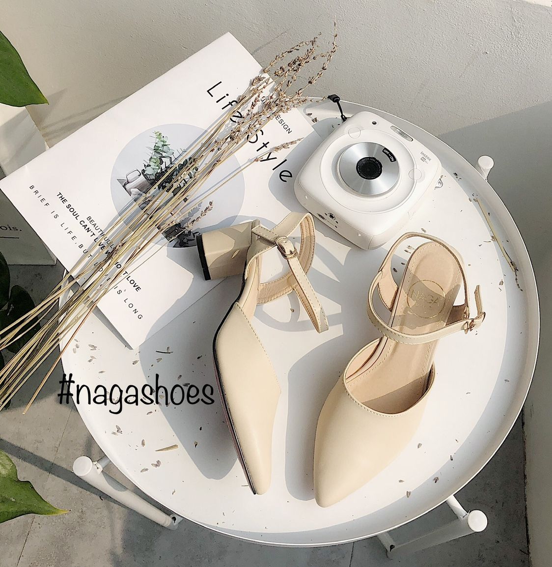 Giày Cao Gót Nagashoes Mũi Nhọn Hở Gót 5P NAC93