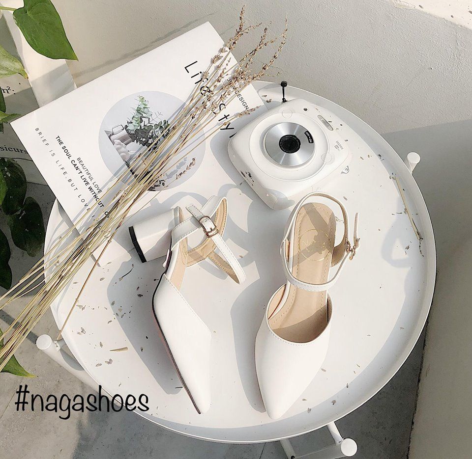 Giày Cao Gót Nagashoes Mũi Nhọn Hở Gót 5P NAC93