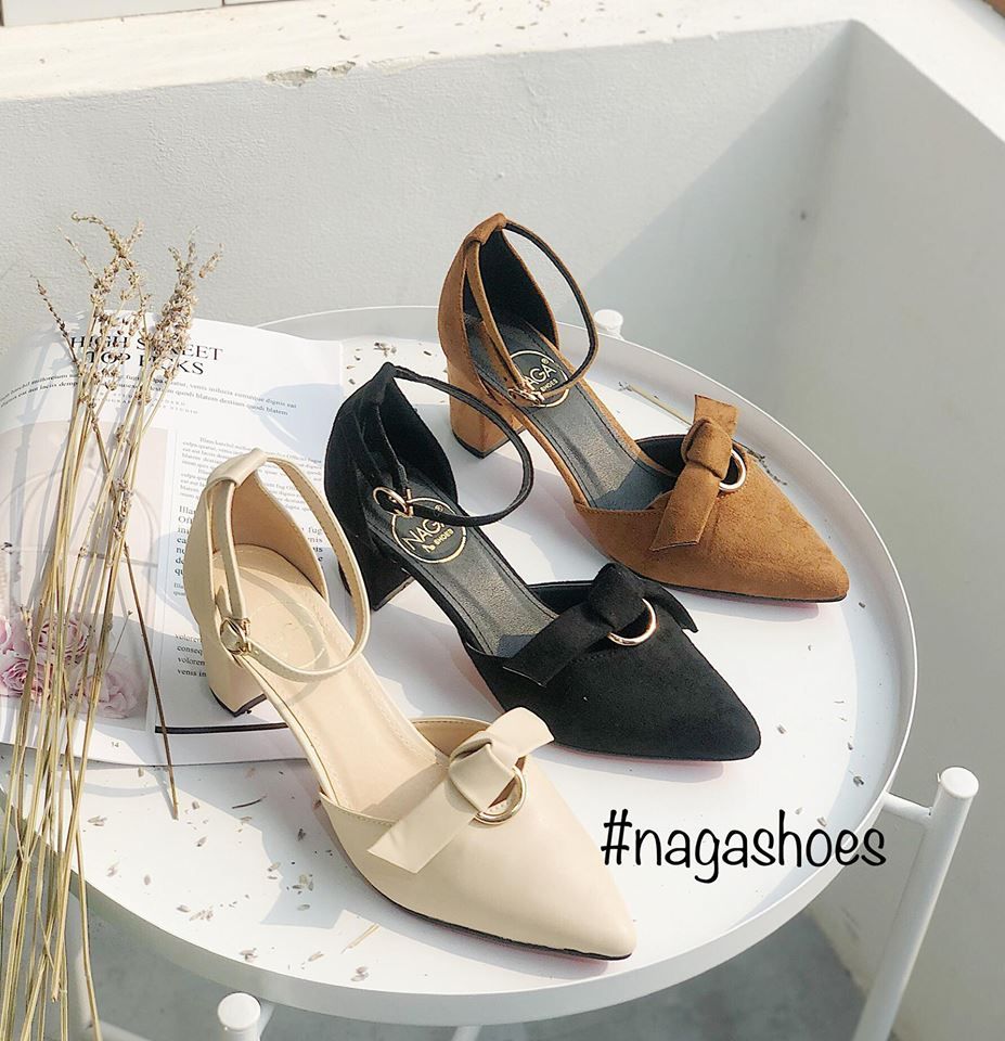 Giày Cao Gót Nagashoes Mũi Nhọn Thắt Gút 5P NAC94