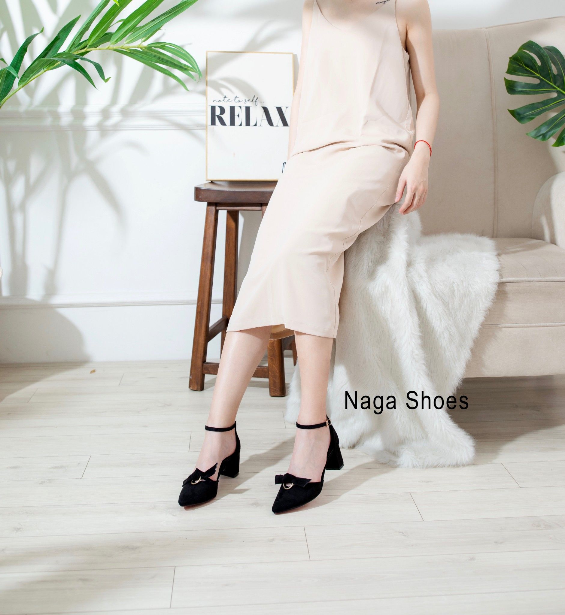 Giày Cao Gót Nagashoes Mũi Nhọn Thắt Gút 5P NAC94