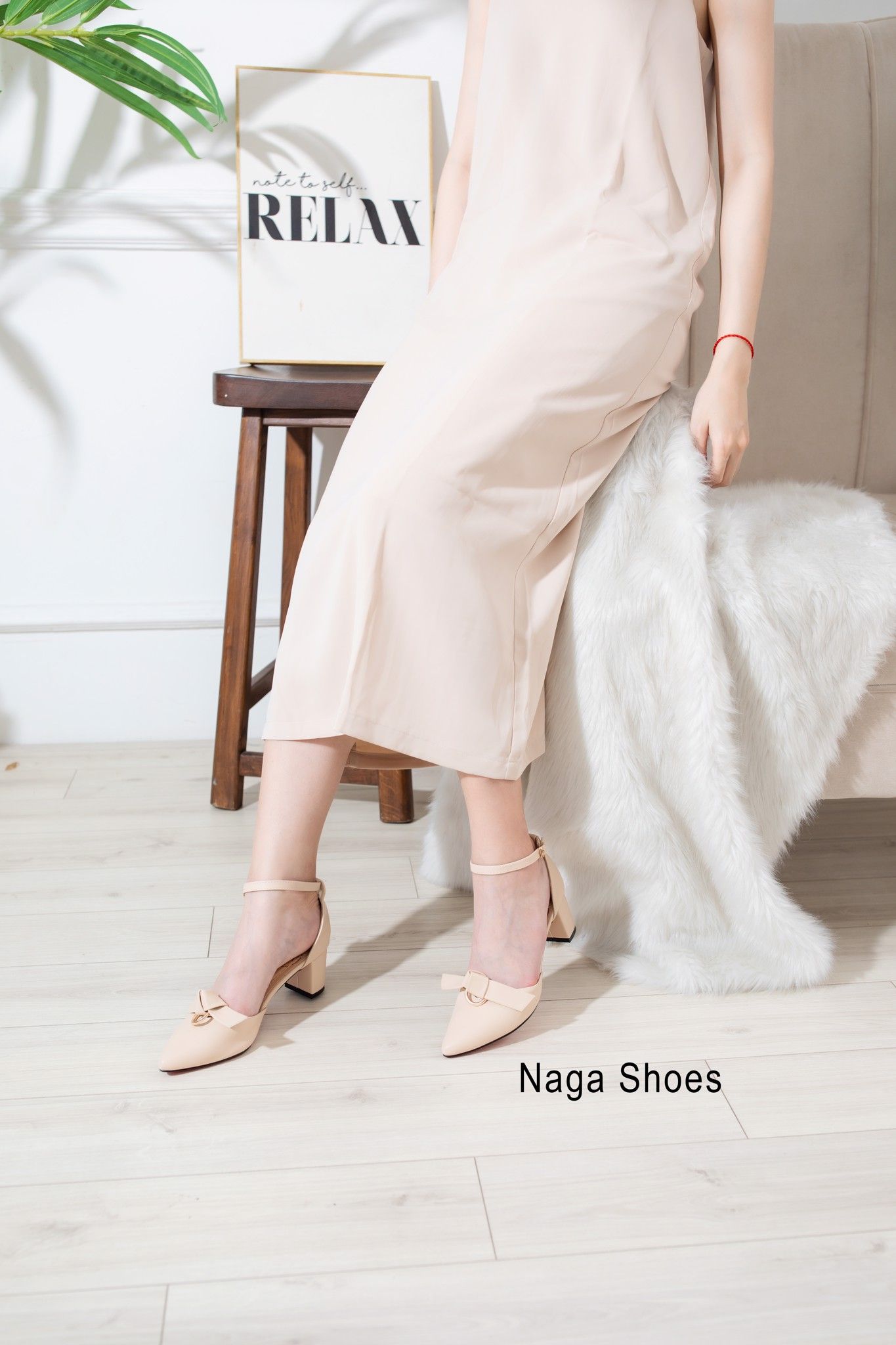 Giày Cao Gót Nagashoes Mũi Nhọn Thắt Gút 5P NAC94