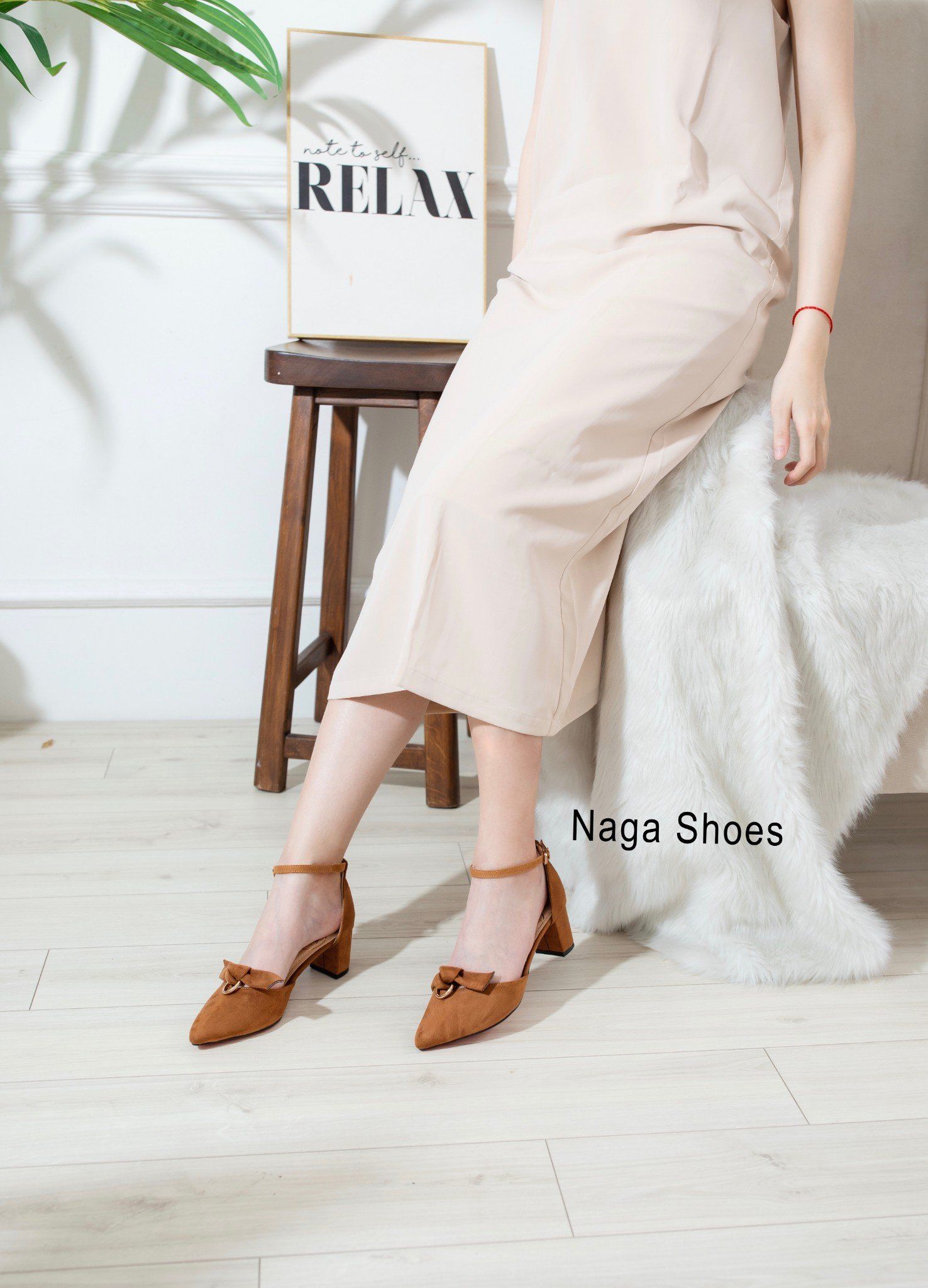 Giày Cao Gót Nagashoes Mũi Nhọn Thắt Gút 5P NAC94