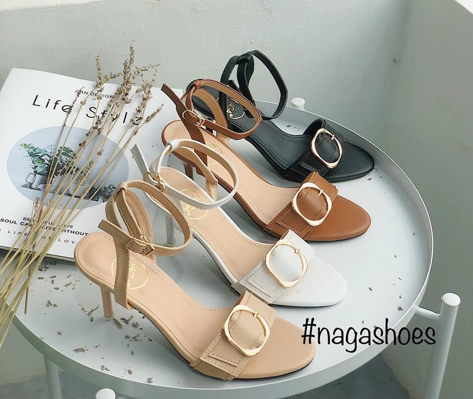 Giày Cao Gót Nagashoes Gót Nhọn Quai Khóa Ngang 5P NAC95