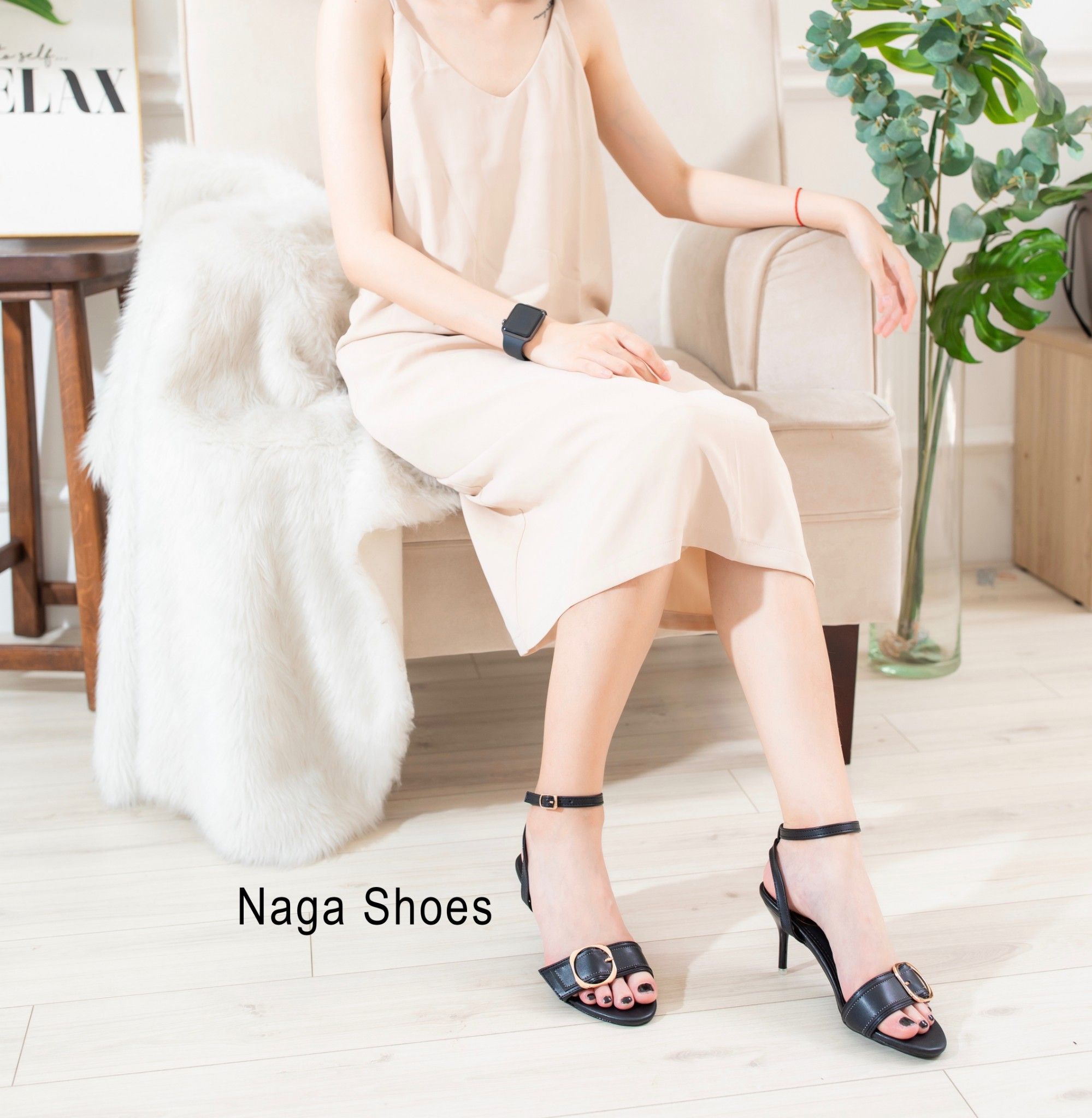 Giày Cao Gót Nagashoes Gót Nhọn Quai Khóa Ngang 5P NAC95