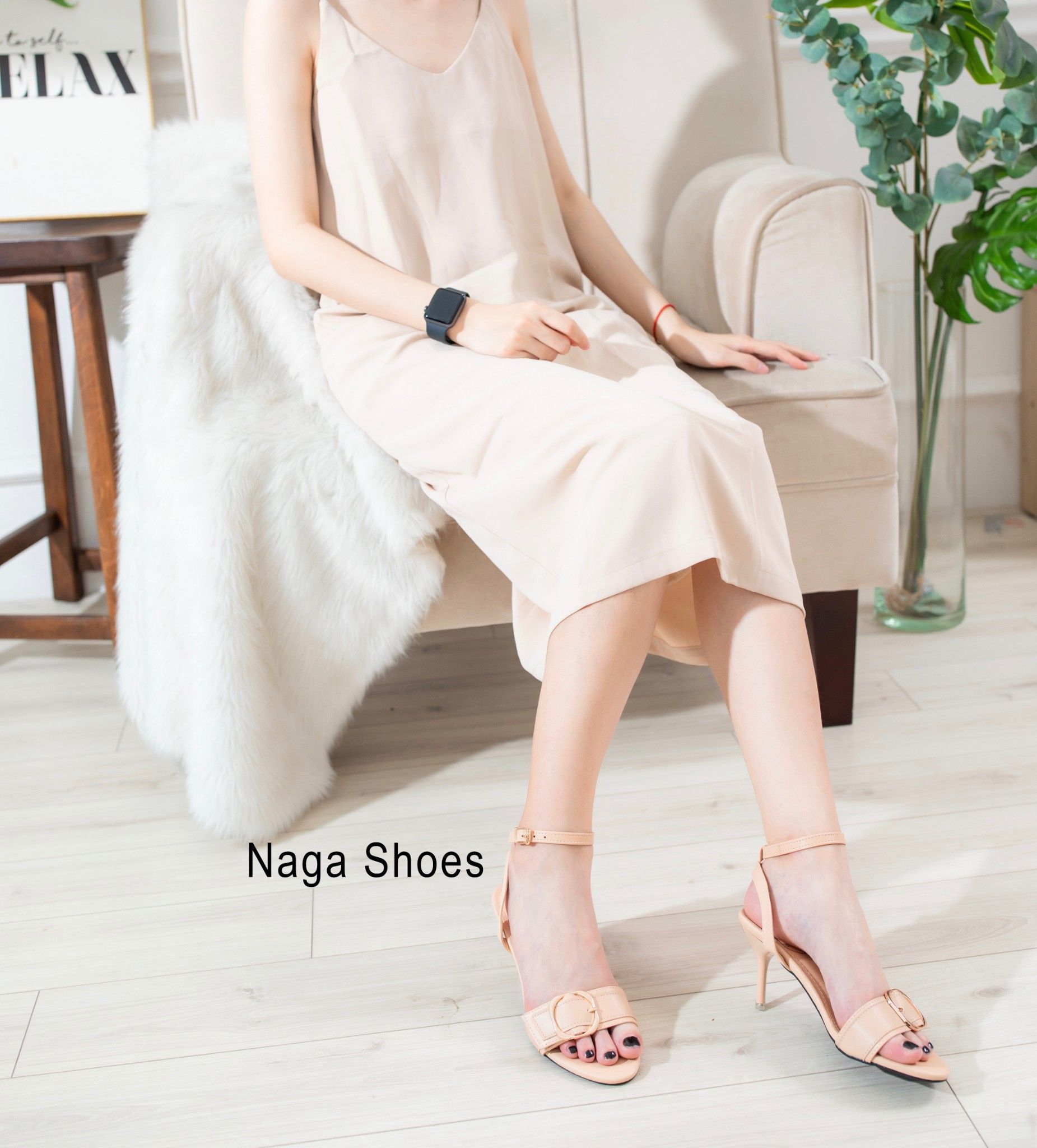 Giày Cao Gót Nagashoes Gót Nhọn Quai Khóa Ngang 5P NAC95