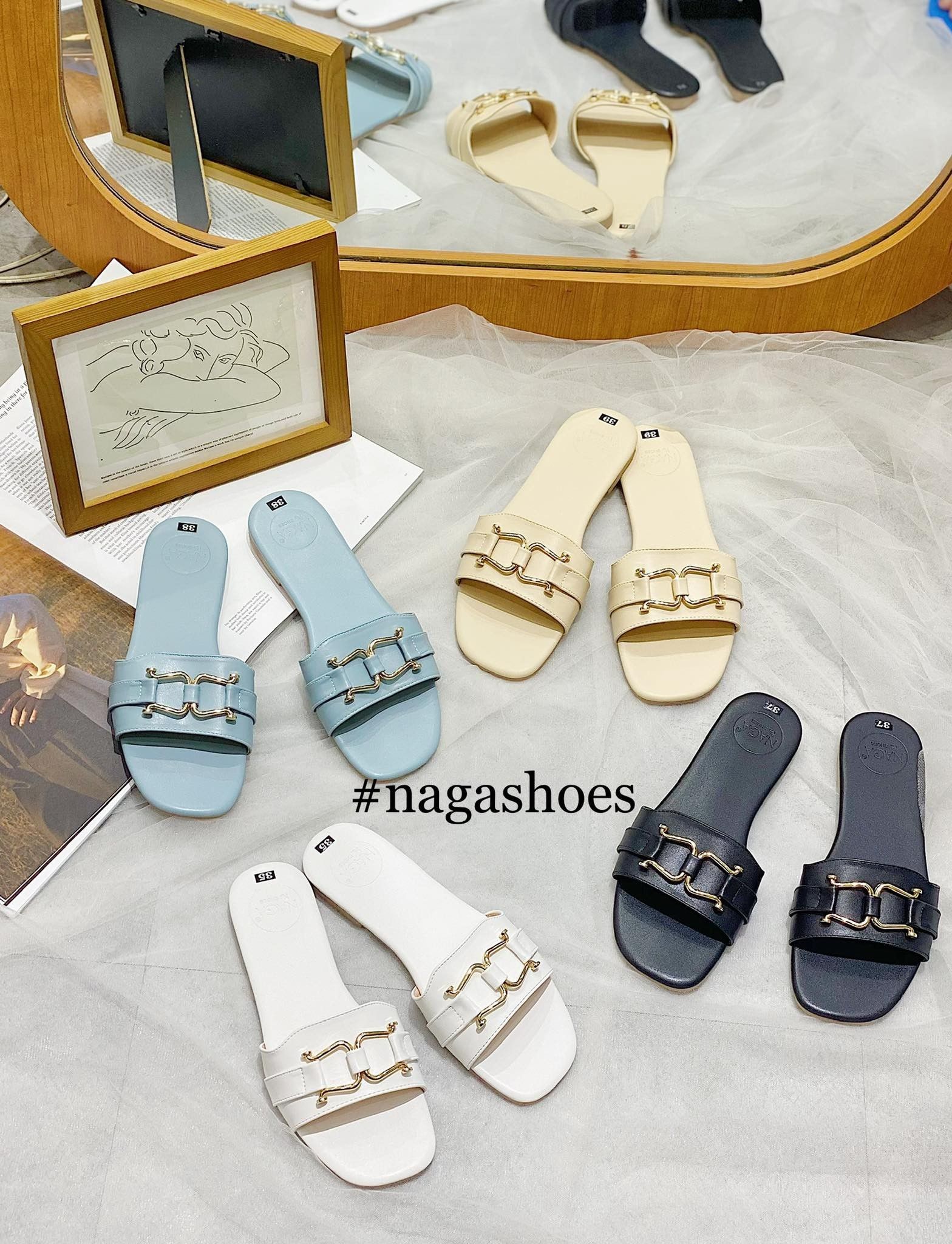 DÉP NAGASHOES QUAI NGANG ĐÍNH KHÓA NAD149