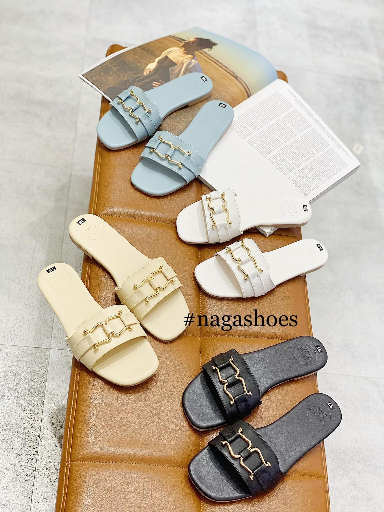 DÉP NAGASHOES QUAI NGANG ĐÍNH KHÓA NAD149