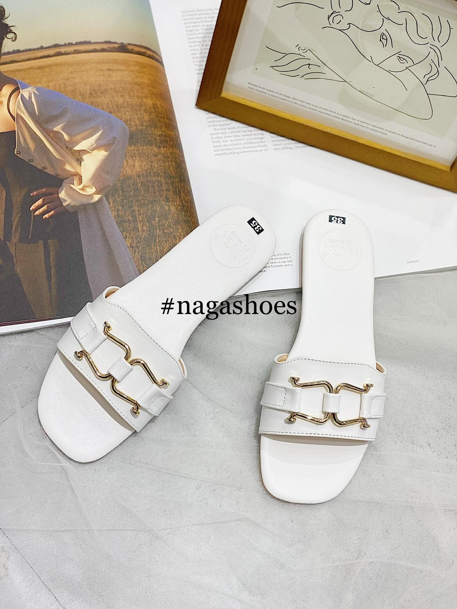 DÉP NAGASHOES QUAI NGANG ĐÍNH KHÓA NAD149
