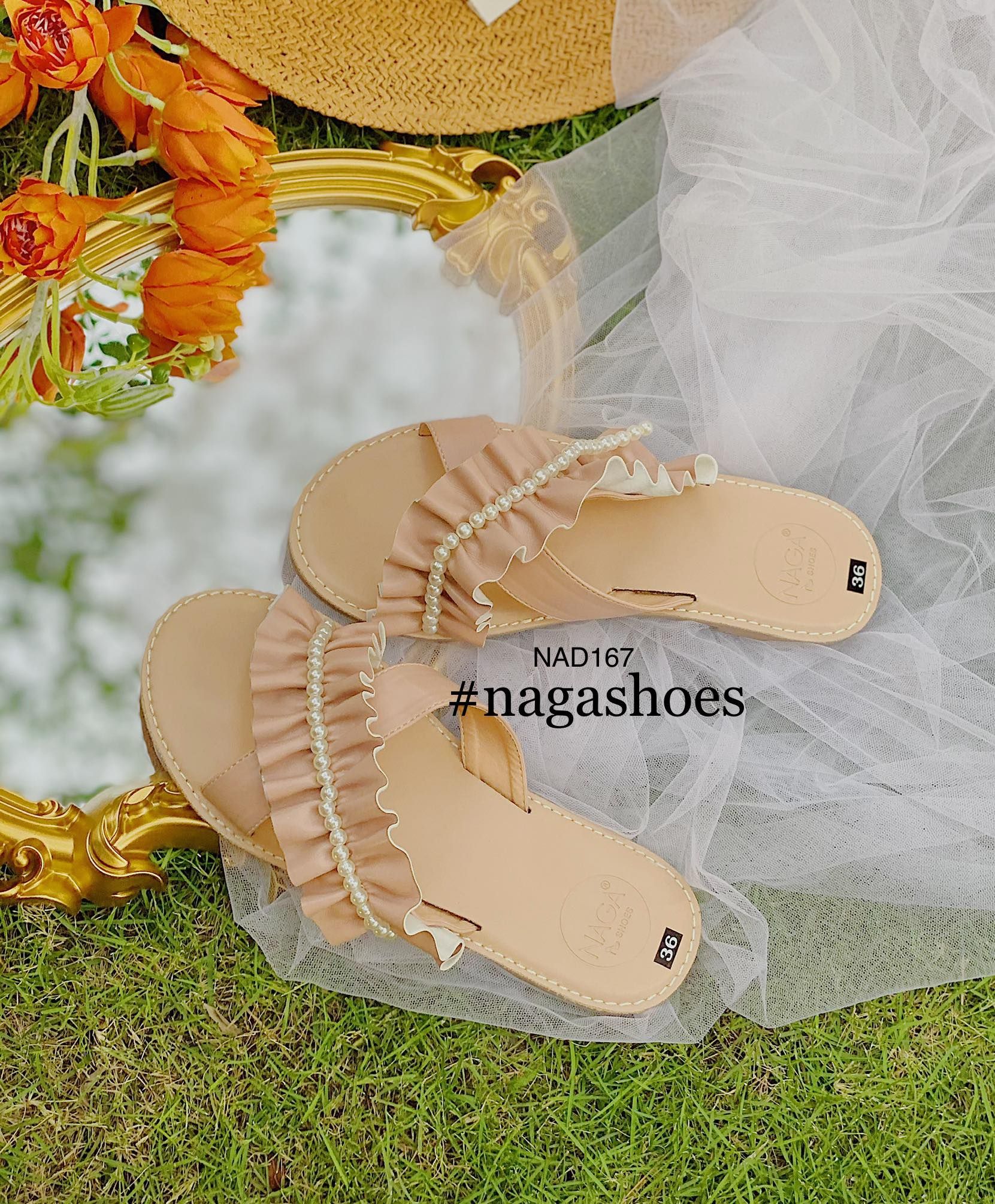 DÉP QUAI CHÉO ĐÍNH CHUỖI NGỌC NAD167