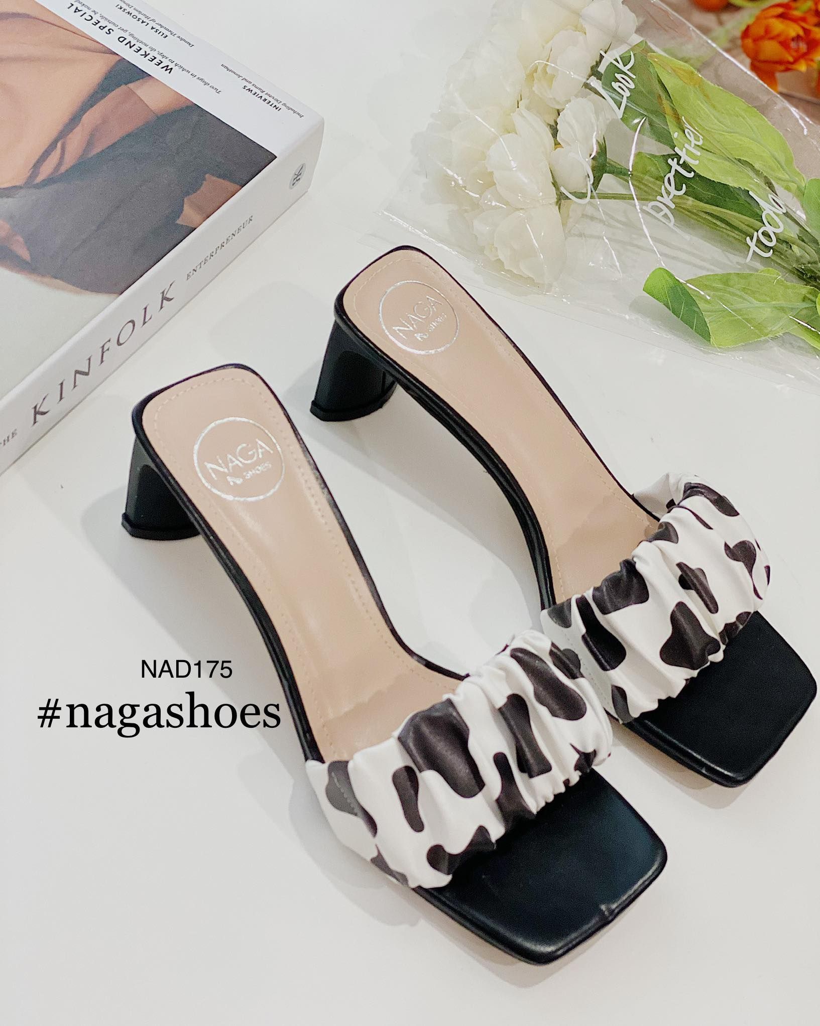 DÉP QUAI NHÚN HỌA TIẾT BÒ SỮA 5P NAD175