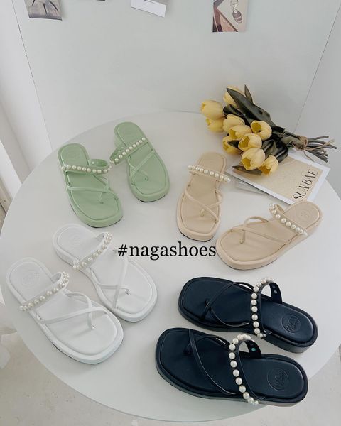  DÉP NAGASHOES XỎ NGÓN QUAI NGANG ĐÍNH NGỌC  4P  NAD214 