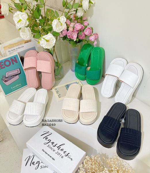  DÉP NAGASHOES ĐẾ BÁNH MÌ QUAI NGANG NHUNG 6P NAD249 