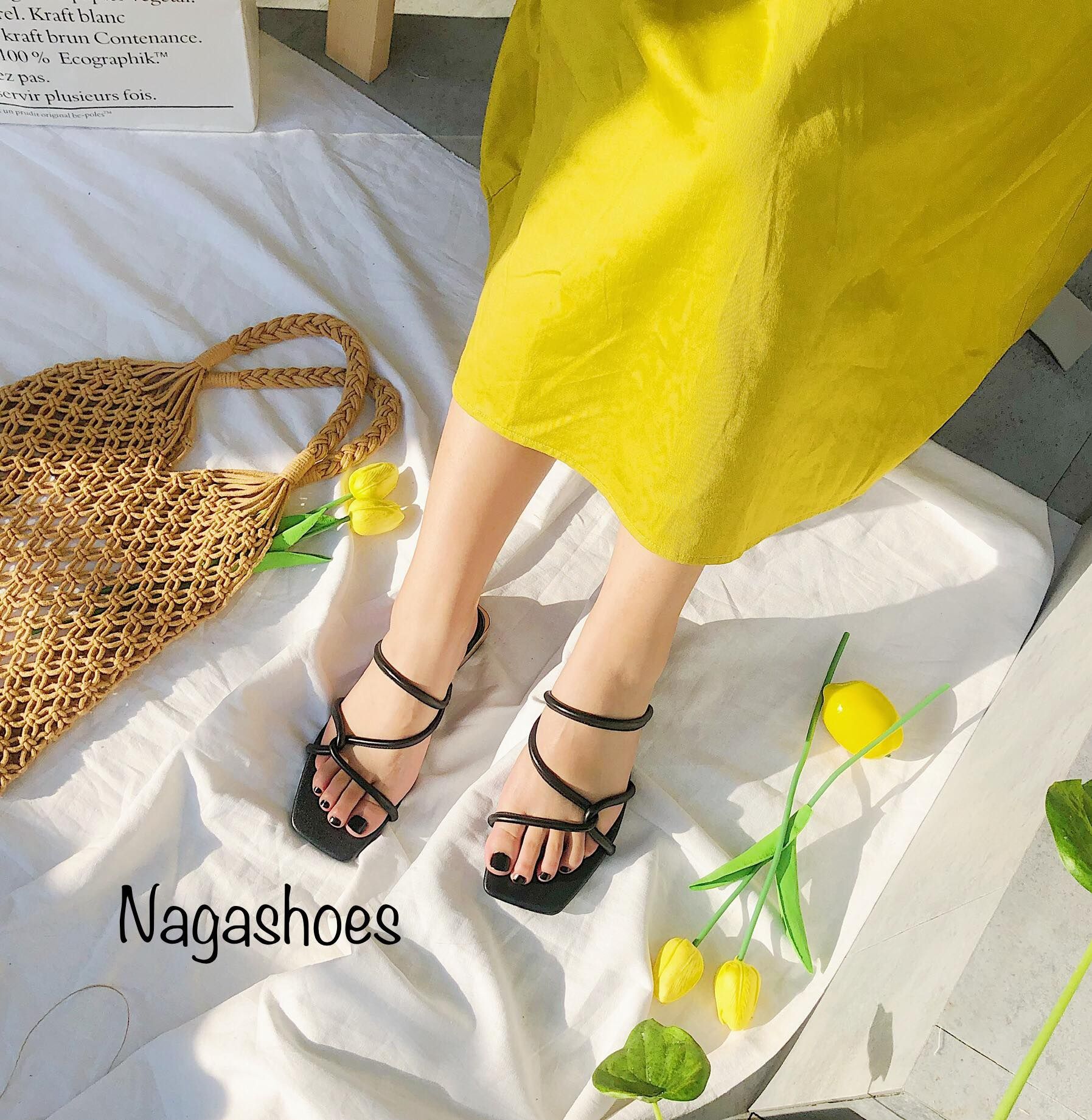 Dép Quai Dây Chéo Đế Gỗ NAD73
