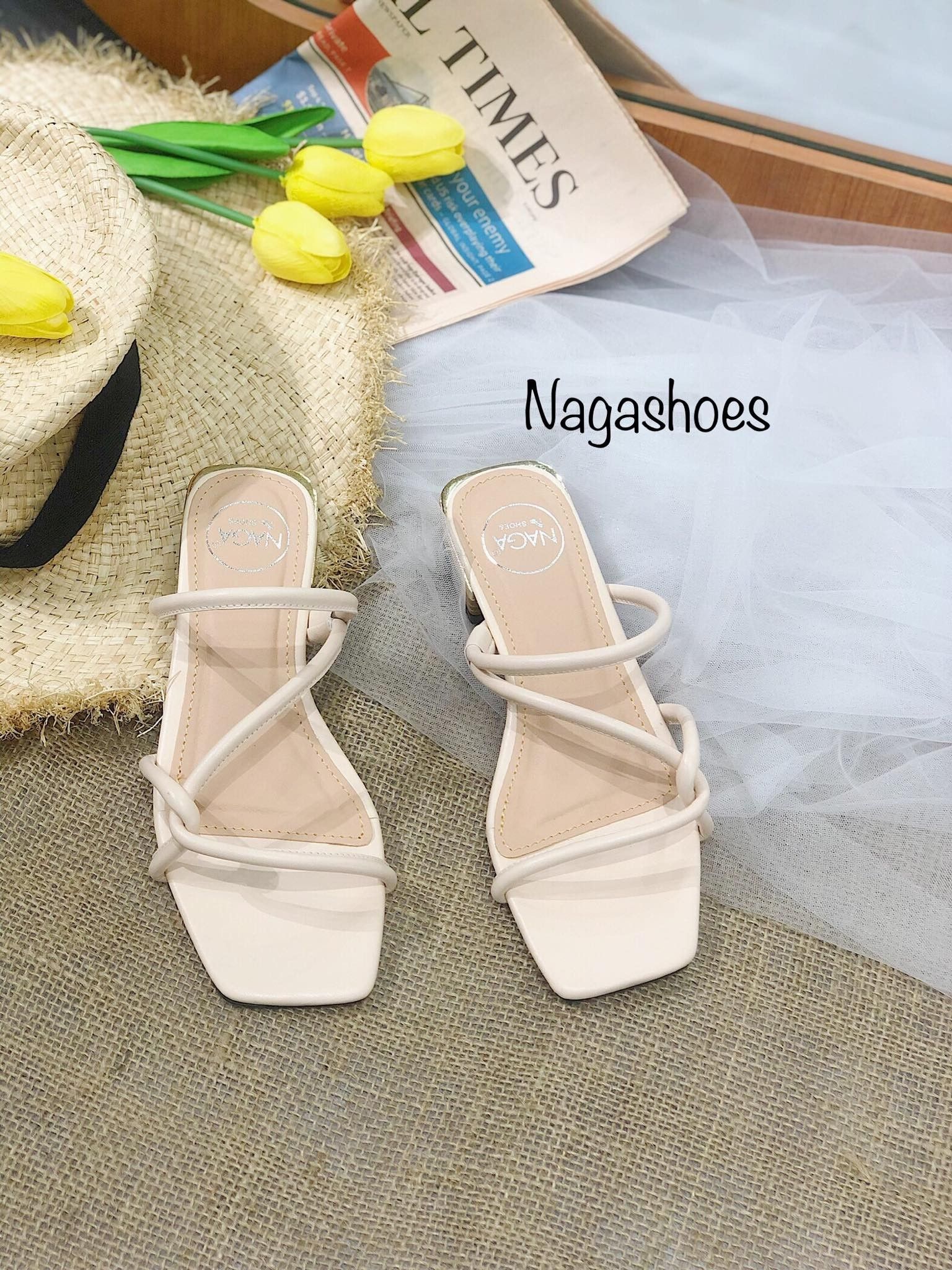 Dép Quai Dây Chéo Đế Gỗ NAD73