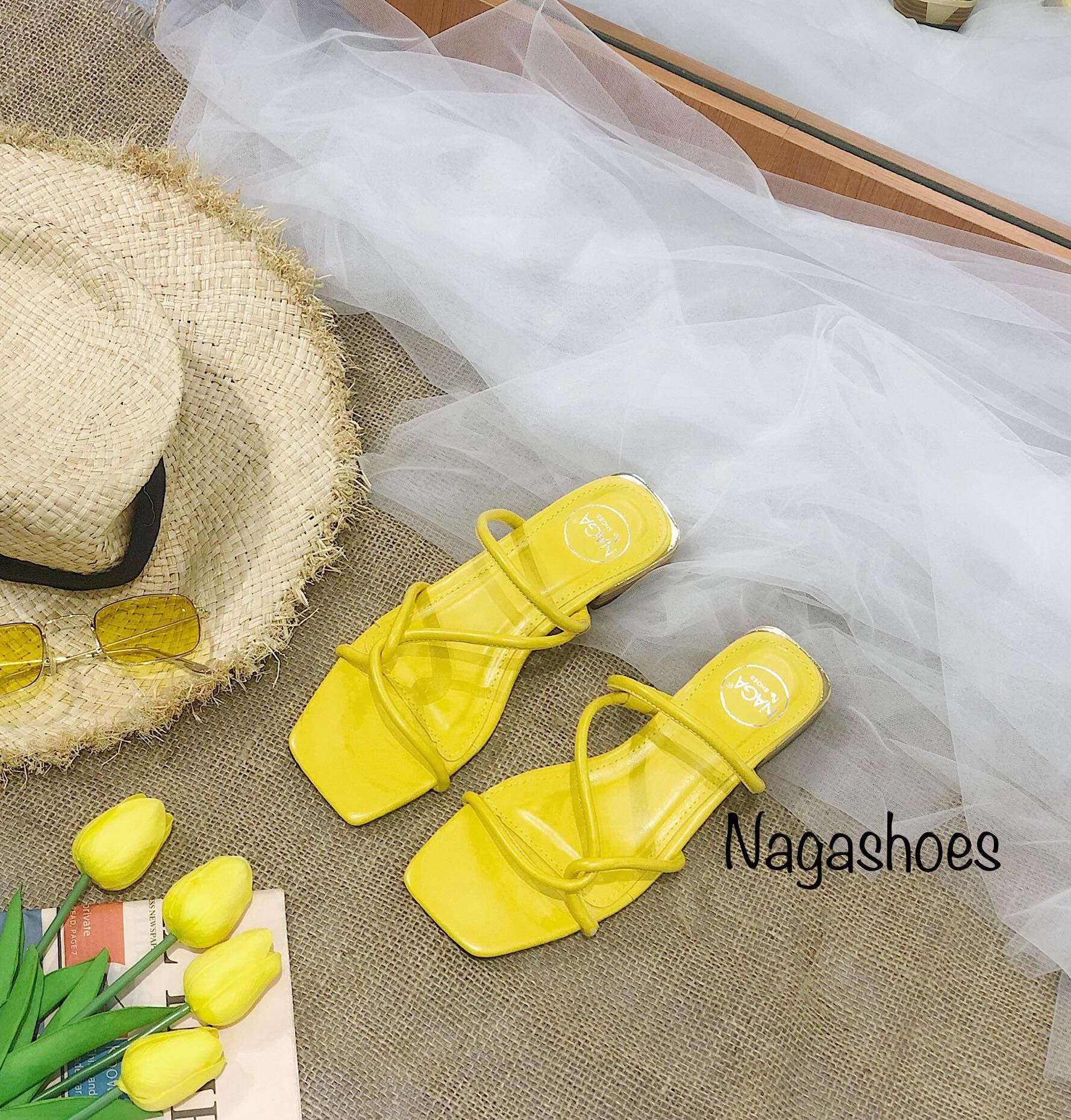 Dép Quai Dây Chéo Đế Gỗ NAD73