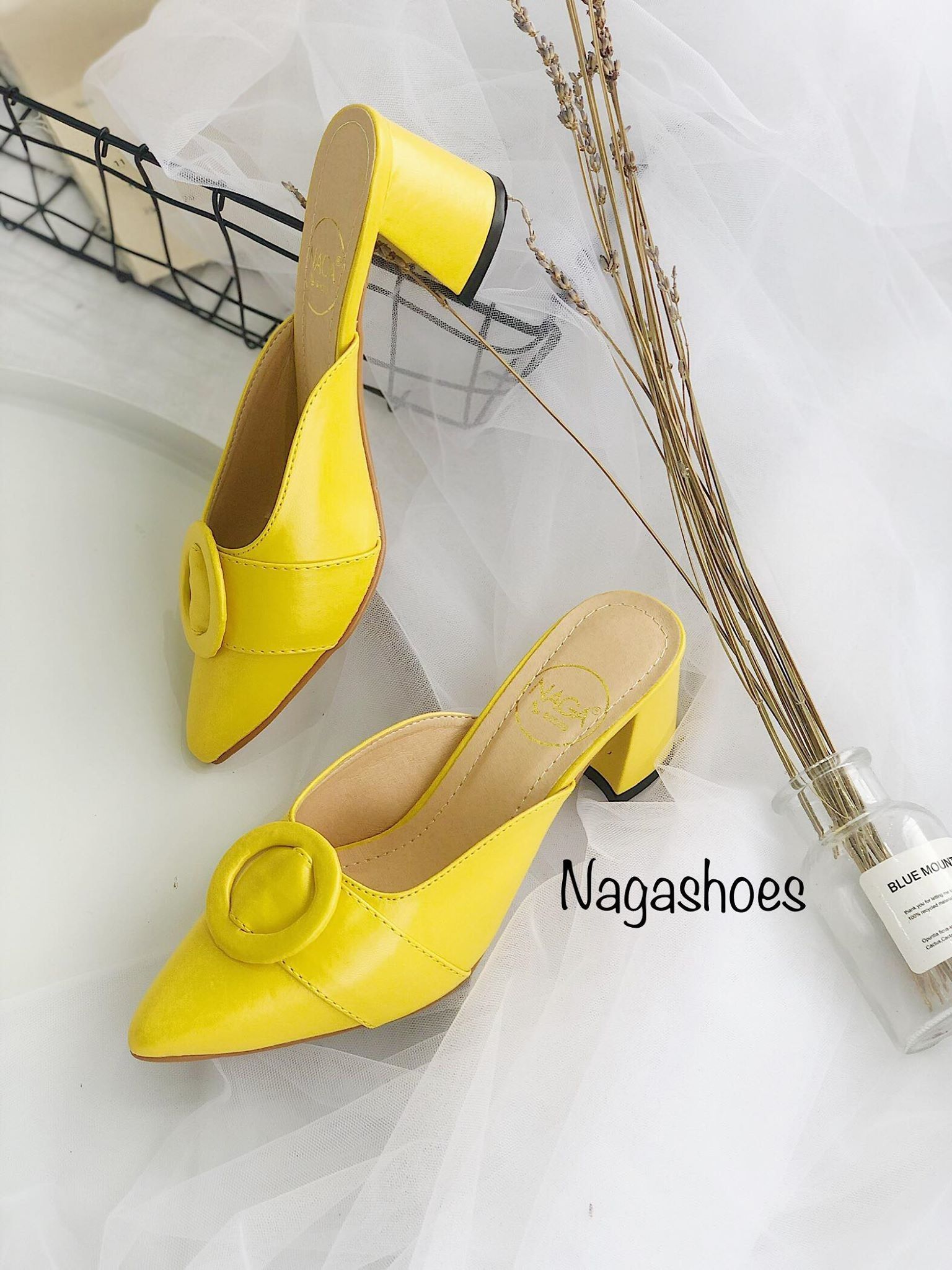 Dép Mũi Nhọn Phối Khóa Tròn NAD78