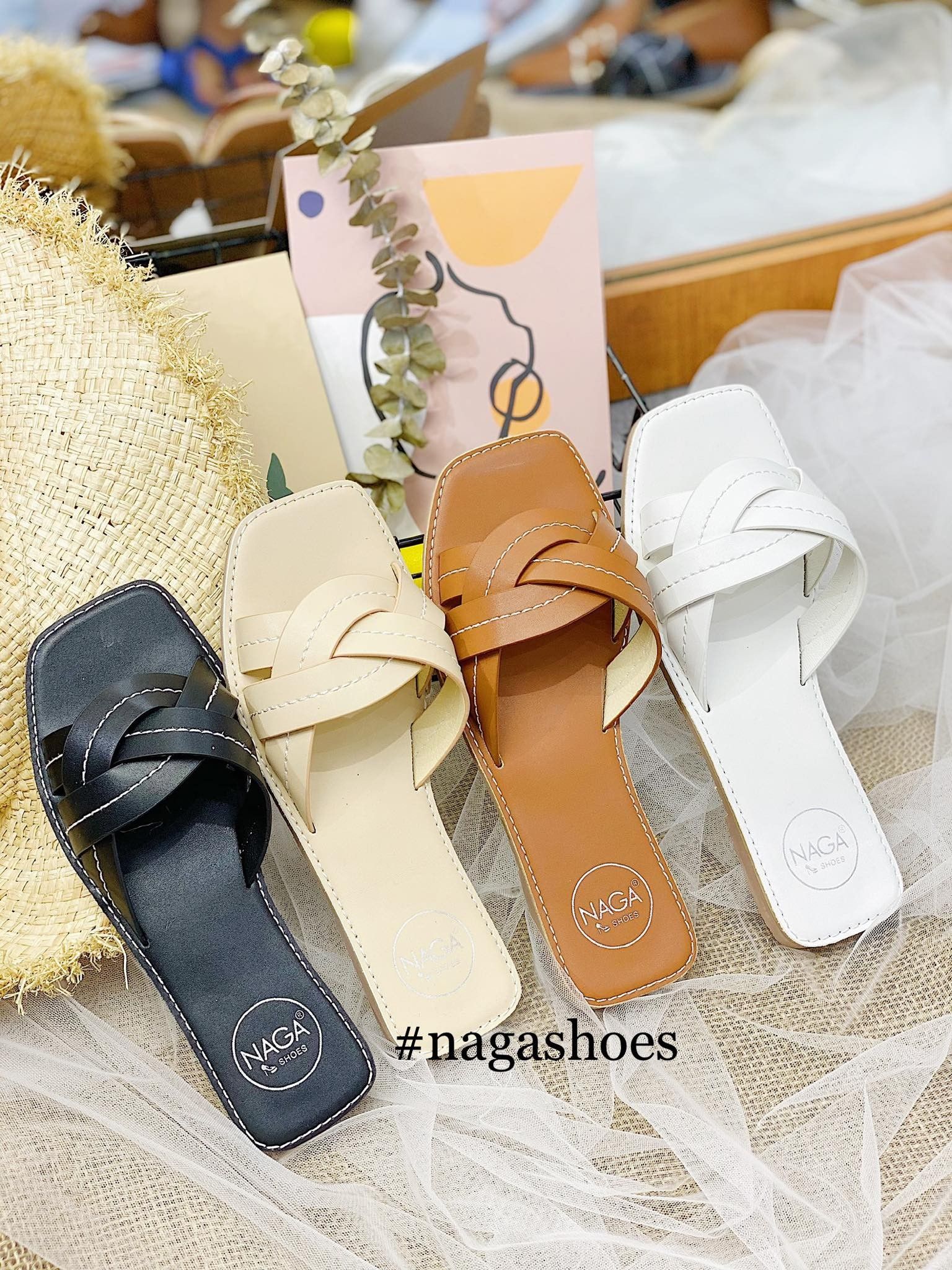 DÉP MŨI VUÔNG QUAI CHÉO VIỀN CHỈ NAD98