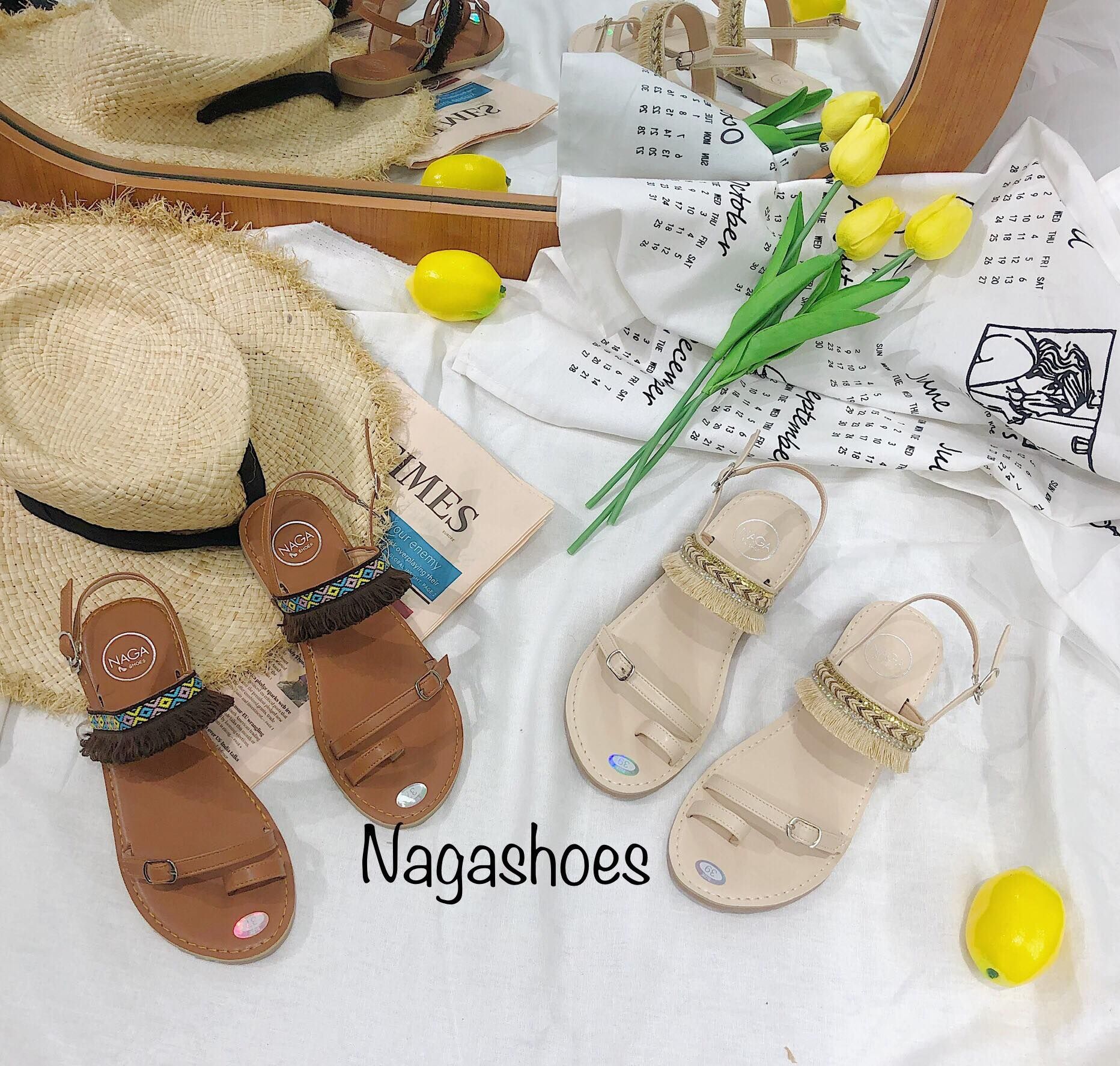 Giày Sandal Thổ Cẩm Xỏ Ngón Quai Ngang NAS151