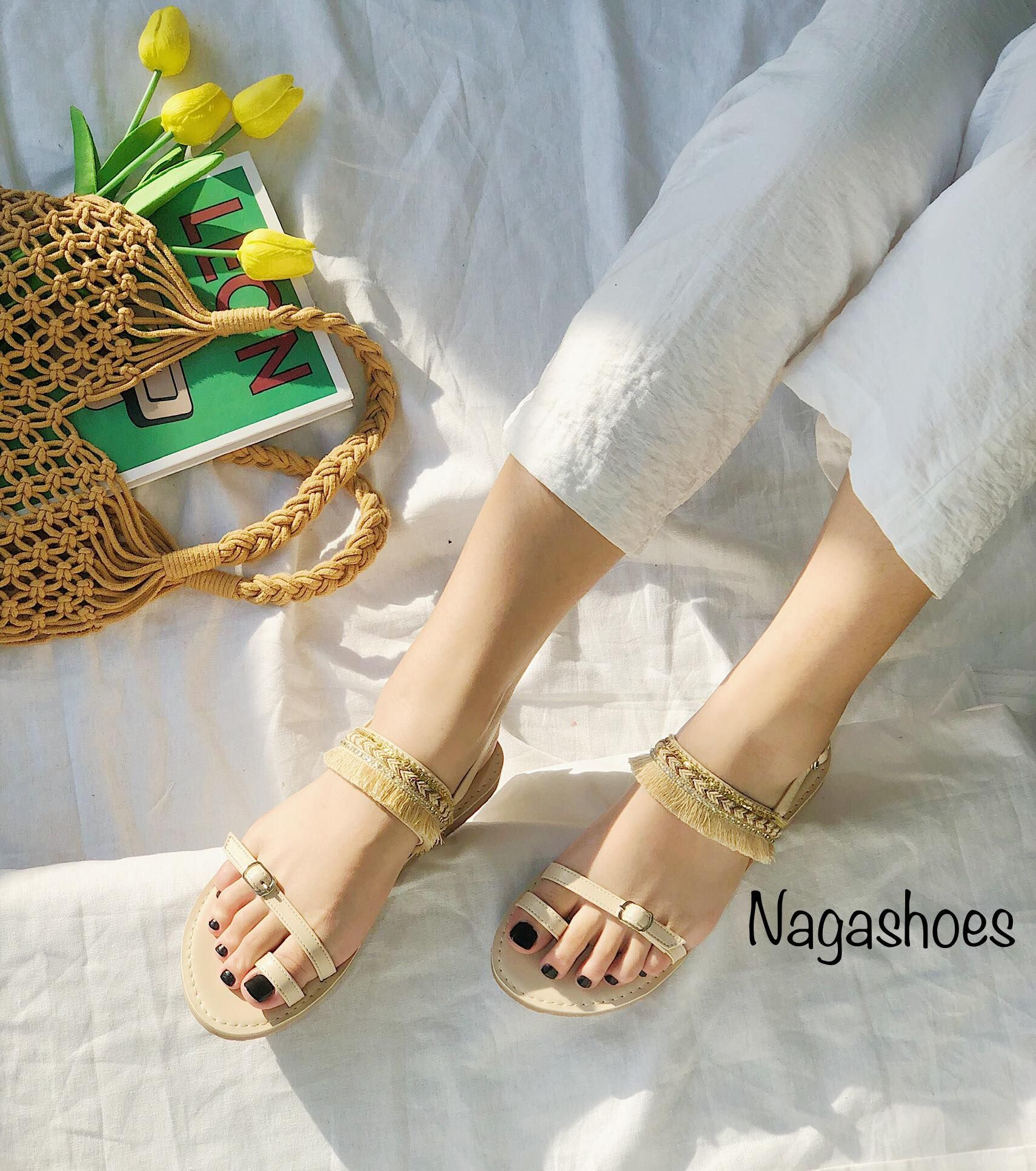 Giày Sandal Thổ Cẩm Xỏ Ngón Quai Ngang NAS151