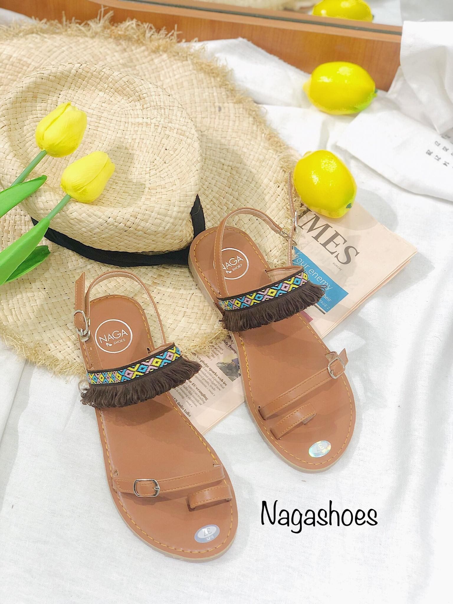 Giày Sandal Thổ Cẩm Xỏ Ngón Quai Ngang NAS151