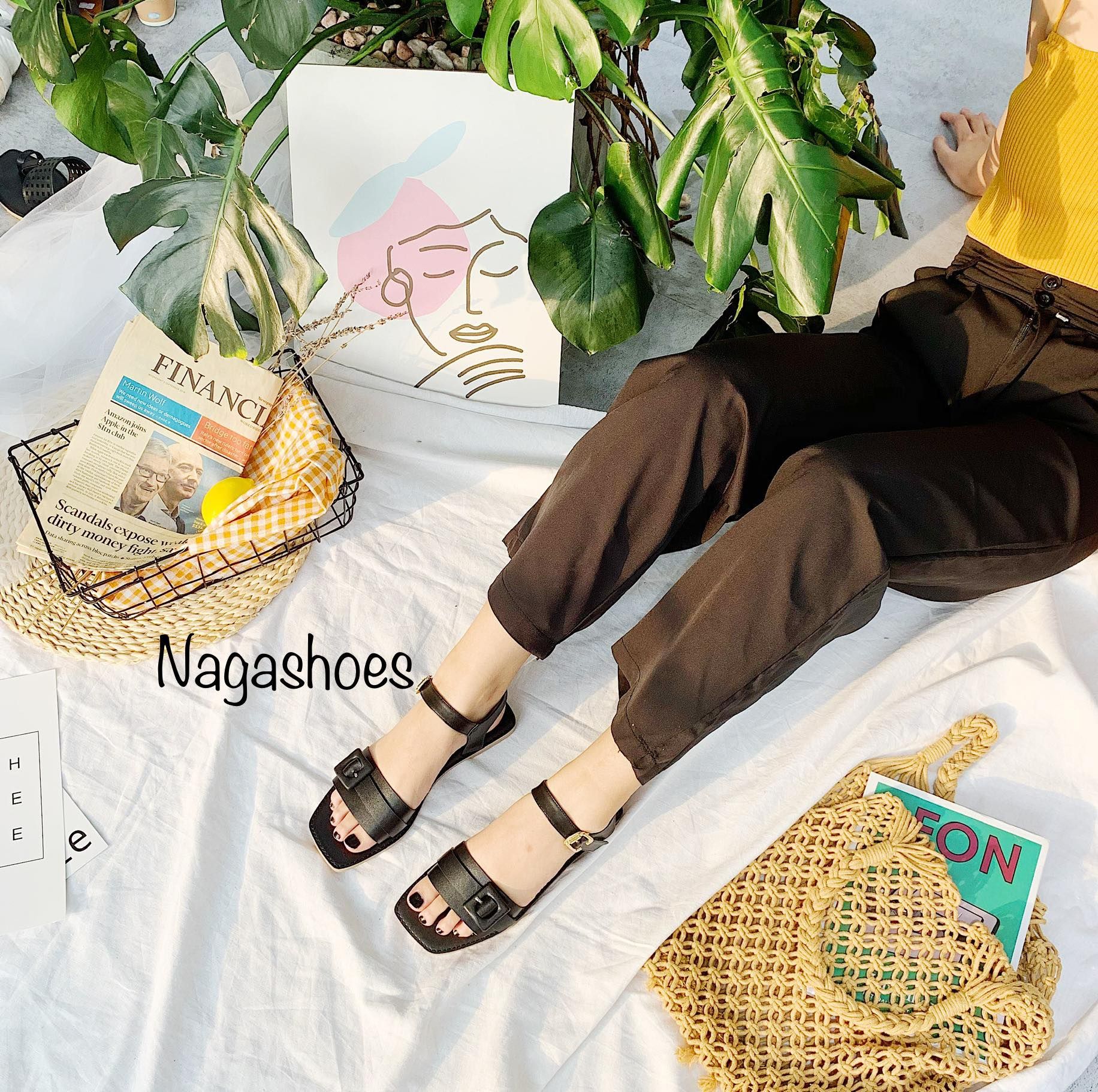 Sandal Quai Ngang Khóa Full Màu NAS167