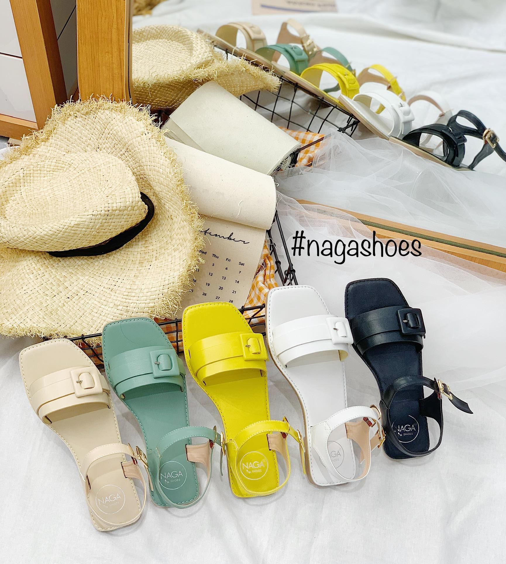 Sandal Quai Ngang Khóa Full Màu NAS167