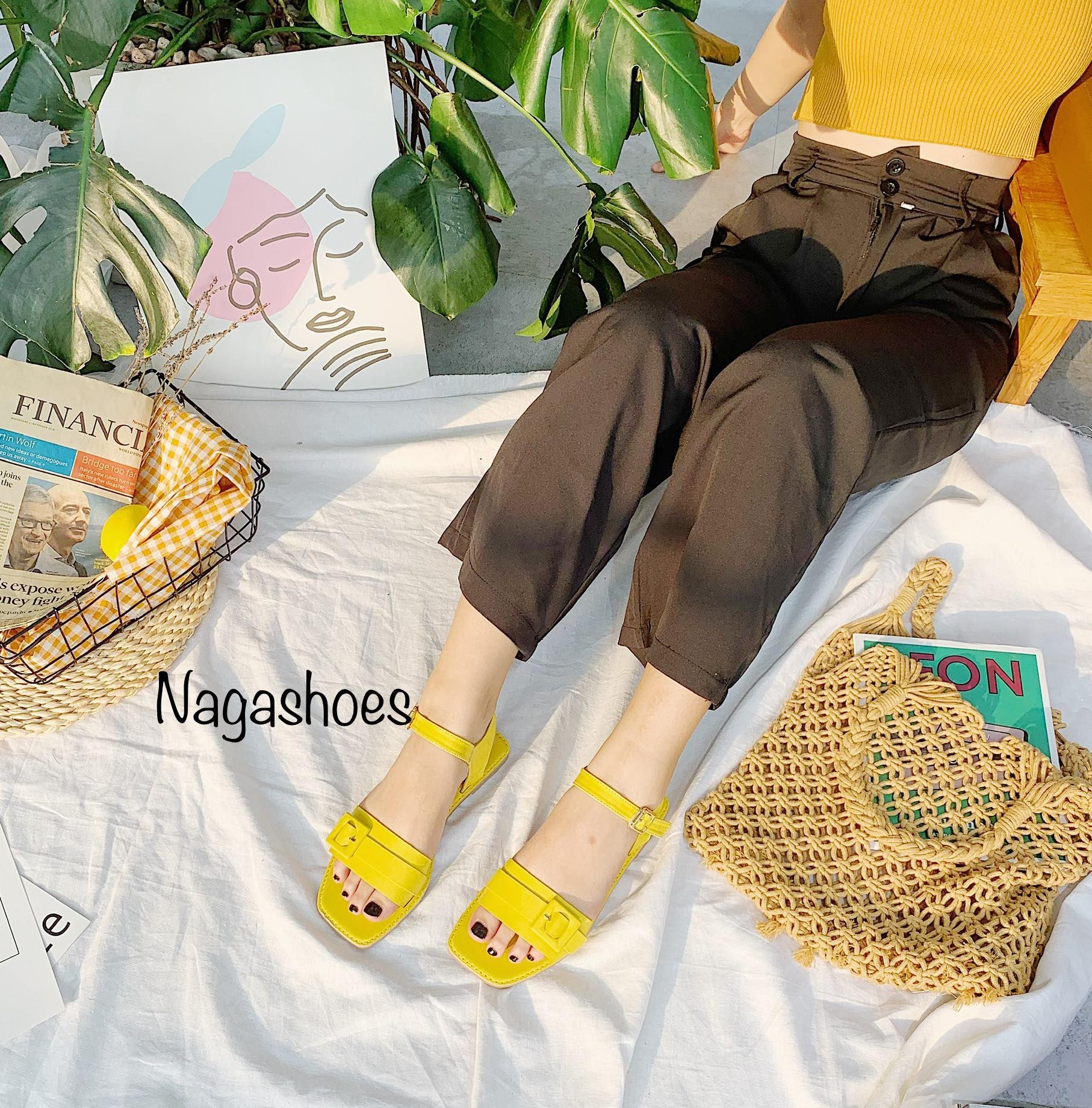 Sandal Quai Ngang Khóa Full Màu NAS167