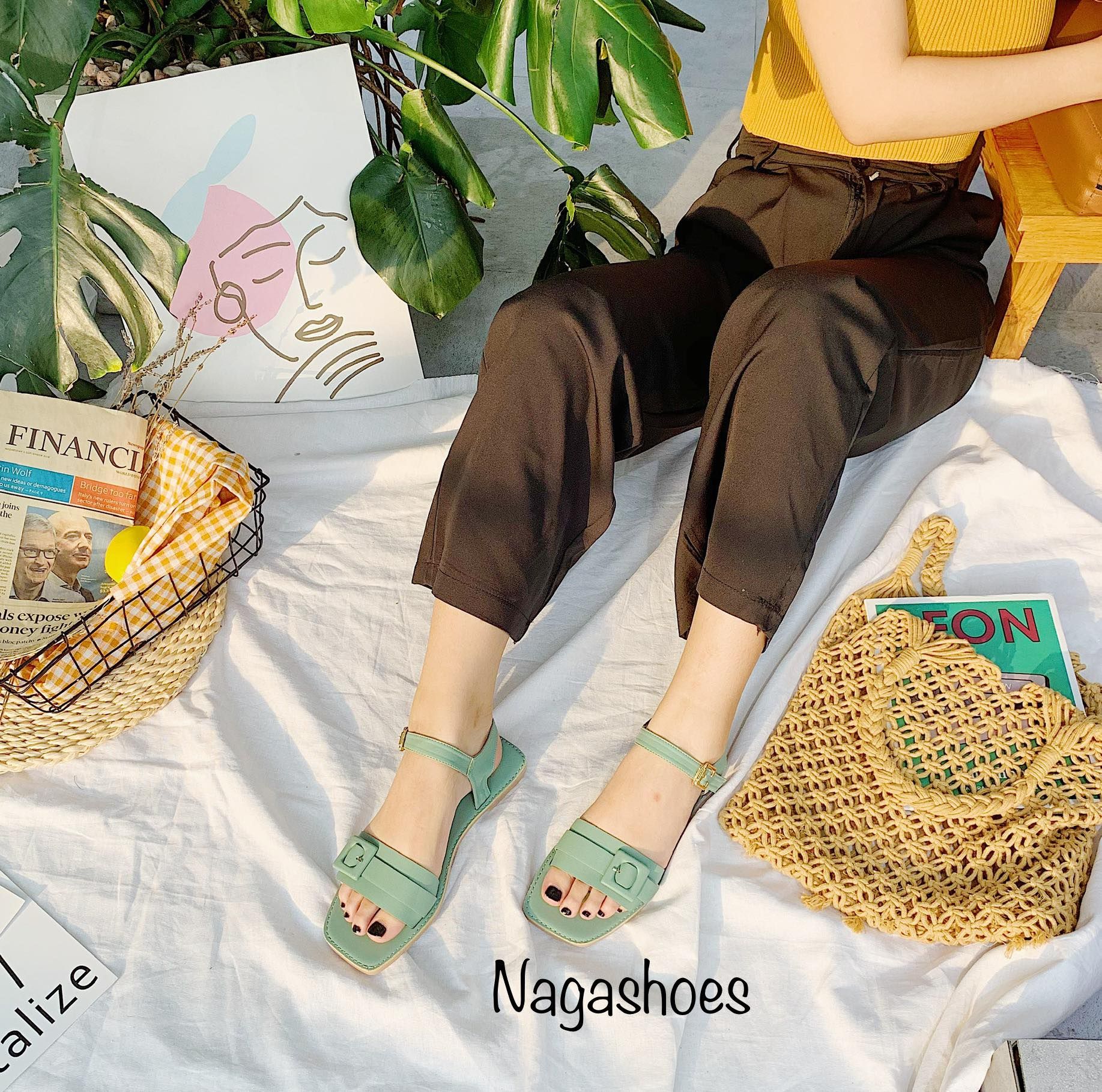 Sandal Quai Ngang Khóa Full Màu NAS167