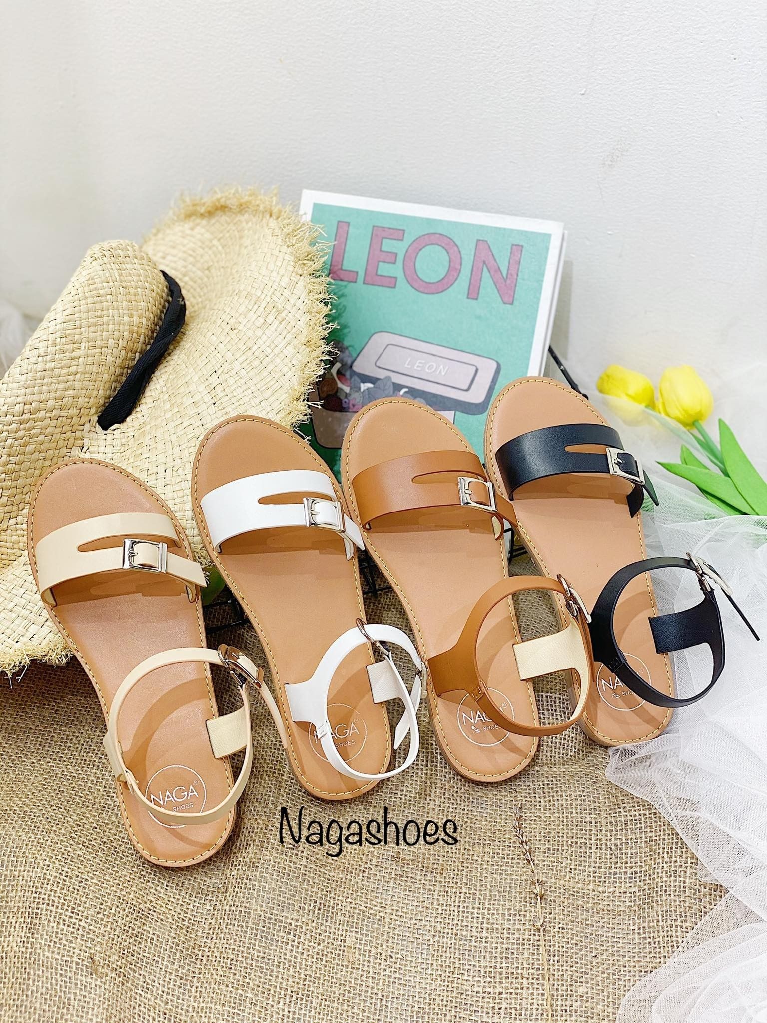 Sandal Quai Ngang Phối 2 Khóa Nas178