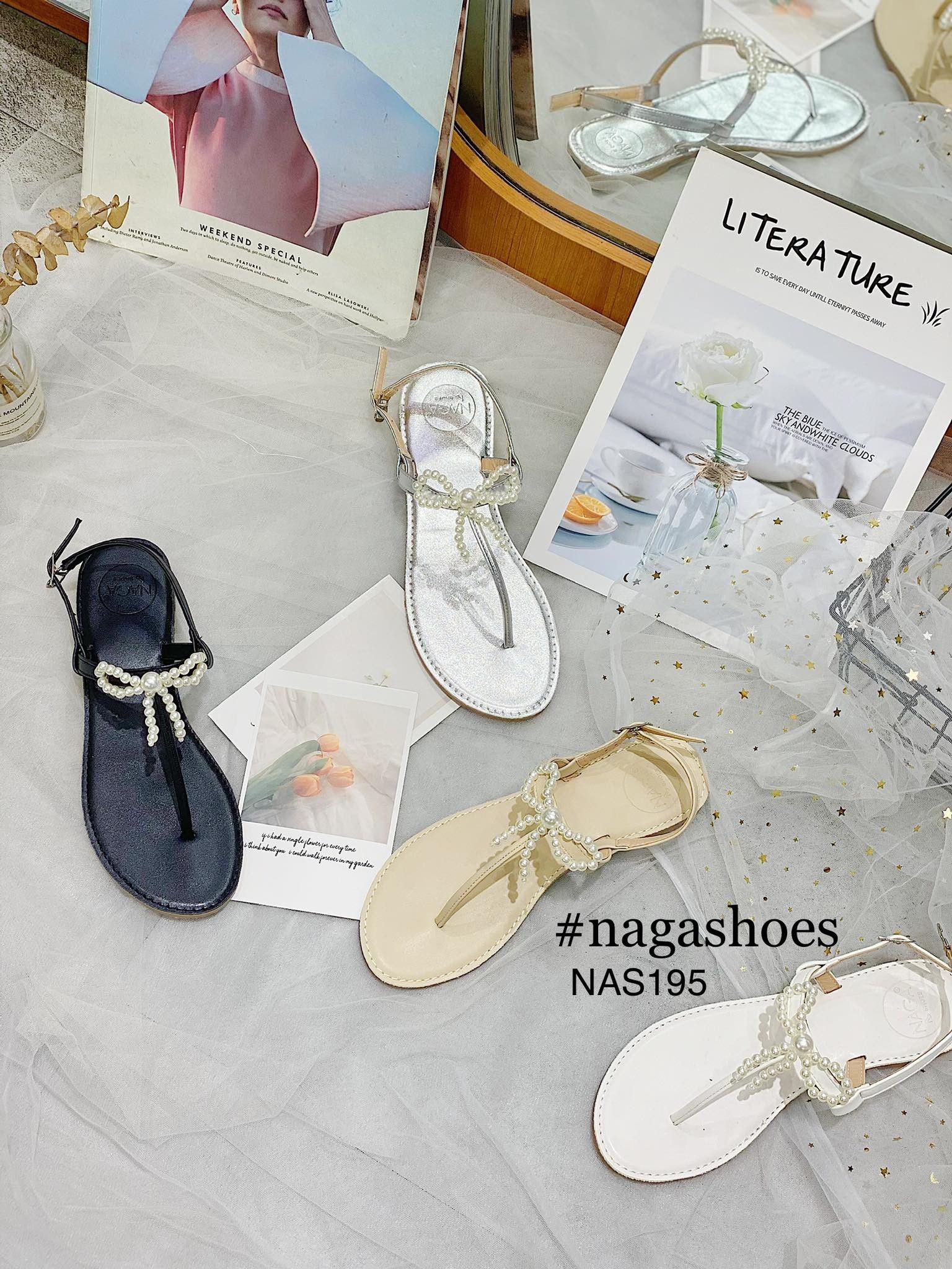 GIÀY SANDAL QUAI KẸP ĐÍNH NƠ NAS195