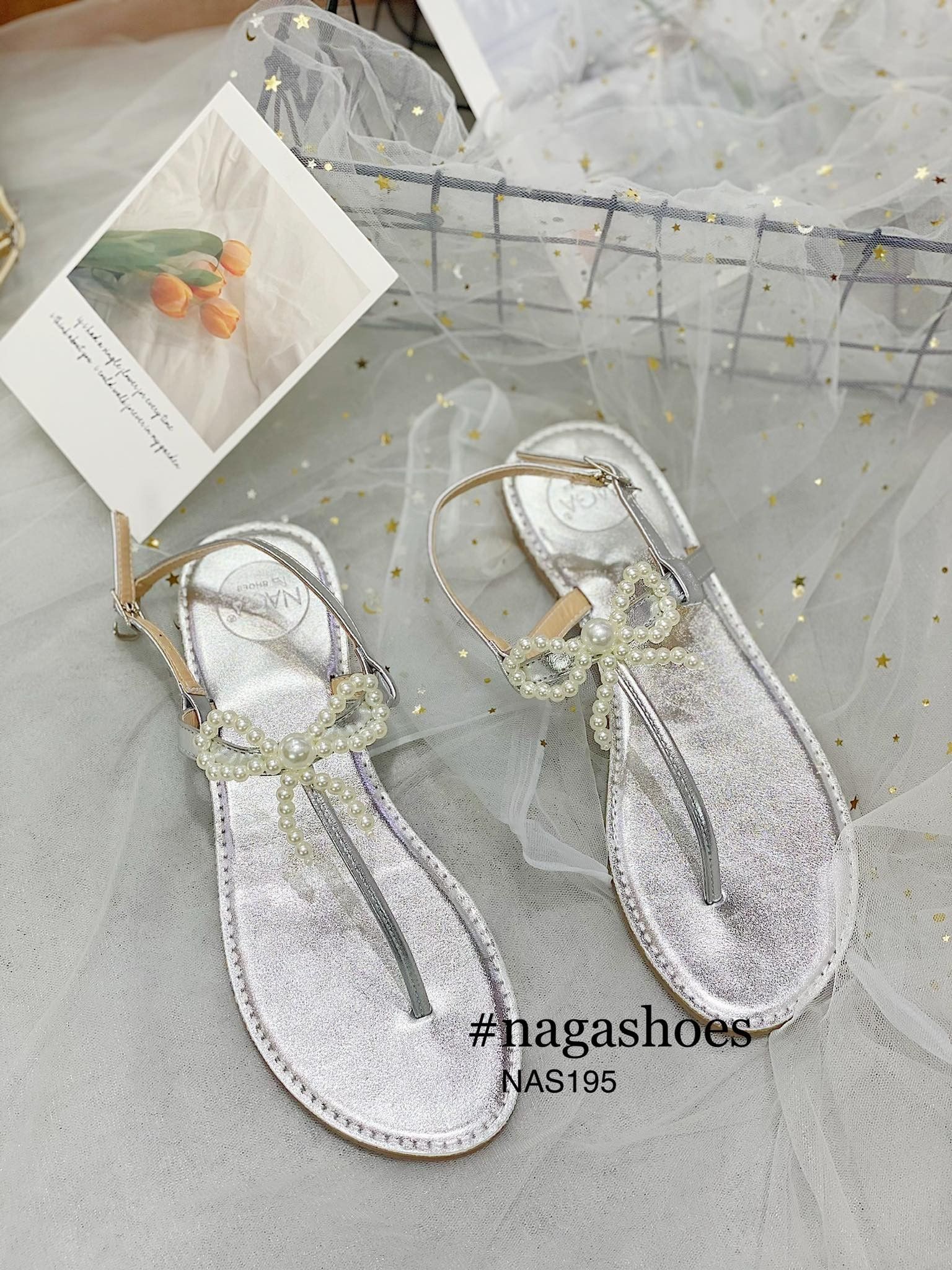 GIÀY SANDAL QUAI KẸP ĐÍNH NƠ NAS195