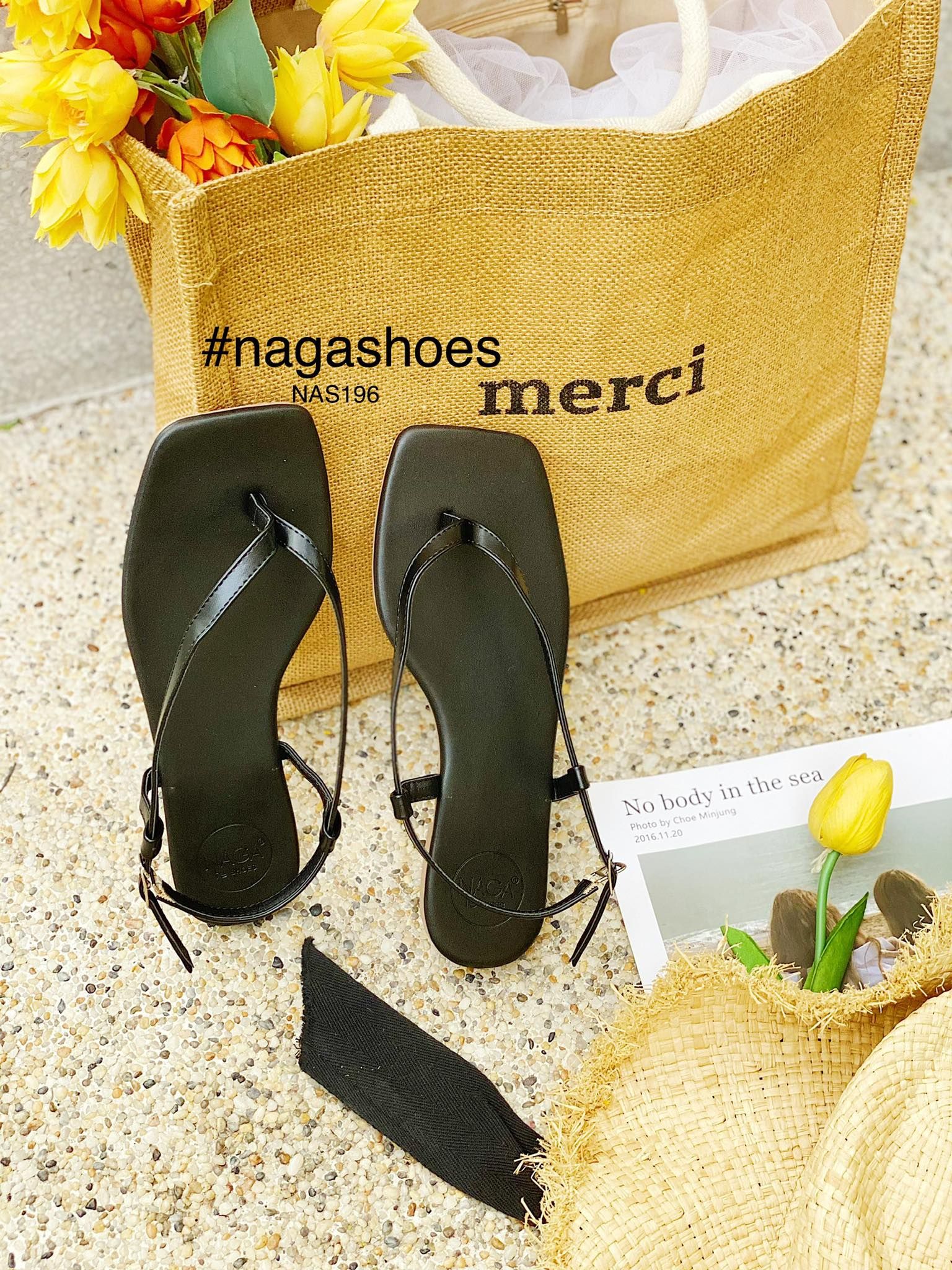 GIÀY SANDAL MŨI VUÔNG QUAI KẸP NAS196
