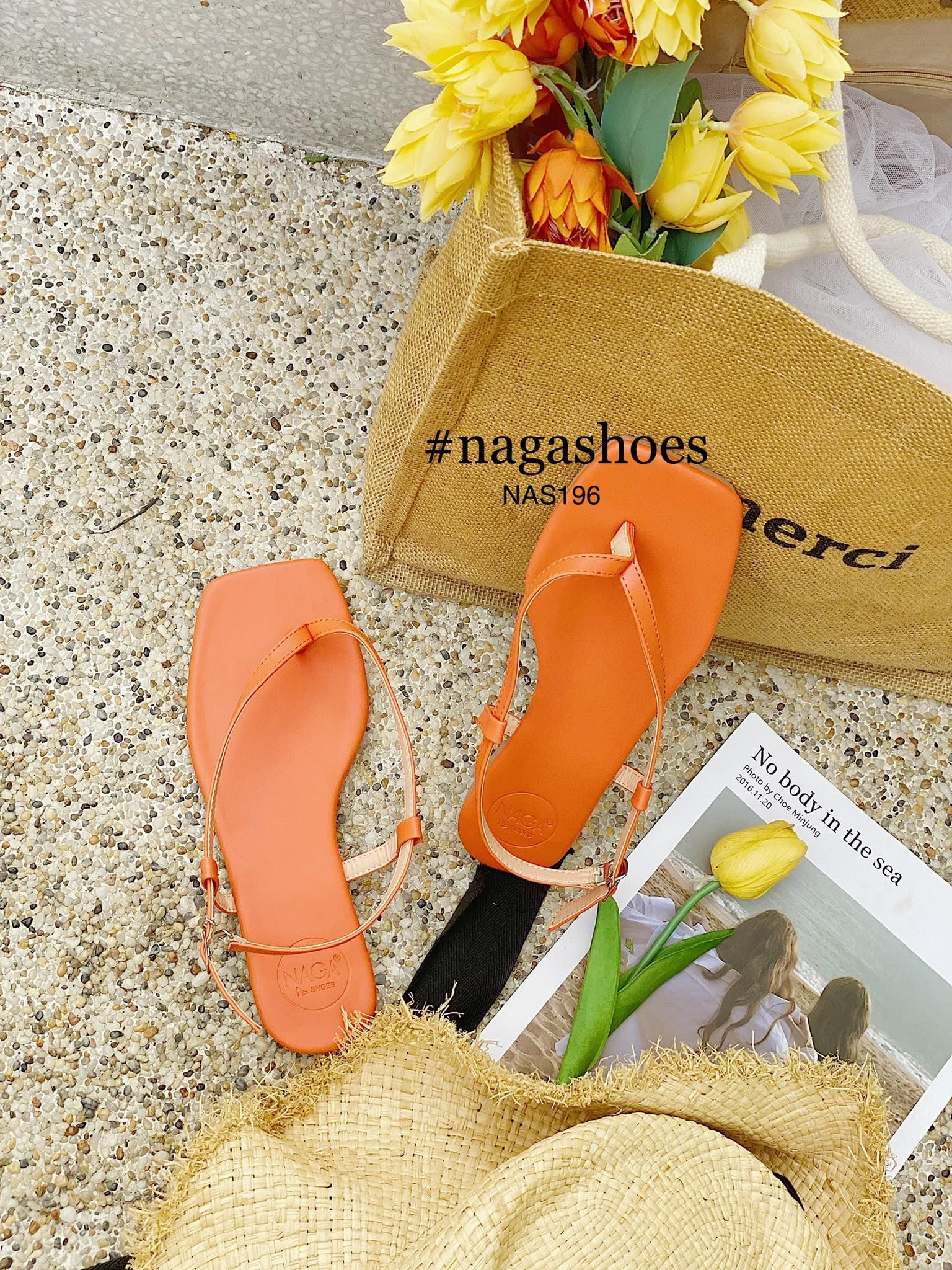 GIÀY SANDAL MŨI VUÔNG QUAI KẸP NAS196