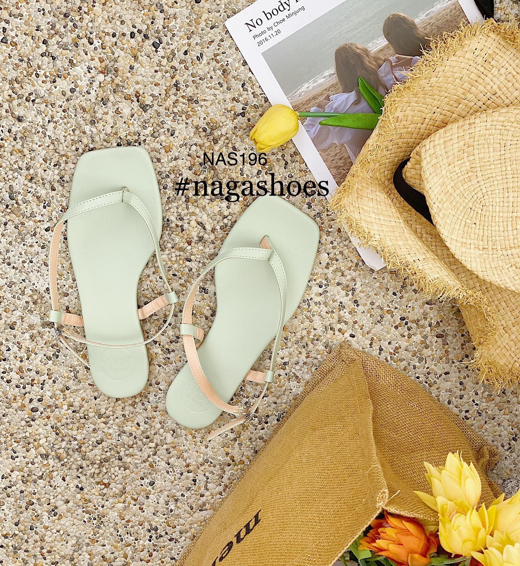 GIÀY SANDAL MŨI VUÔNG QUAI KẸP NAS196