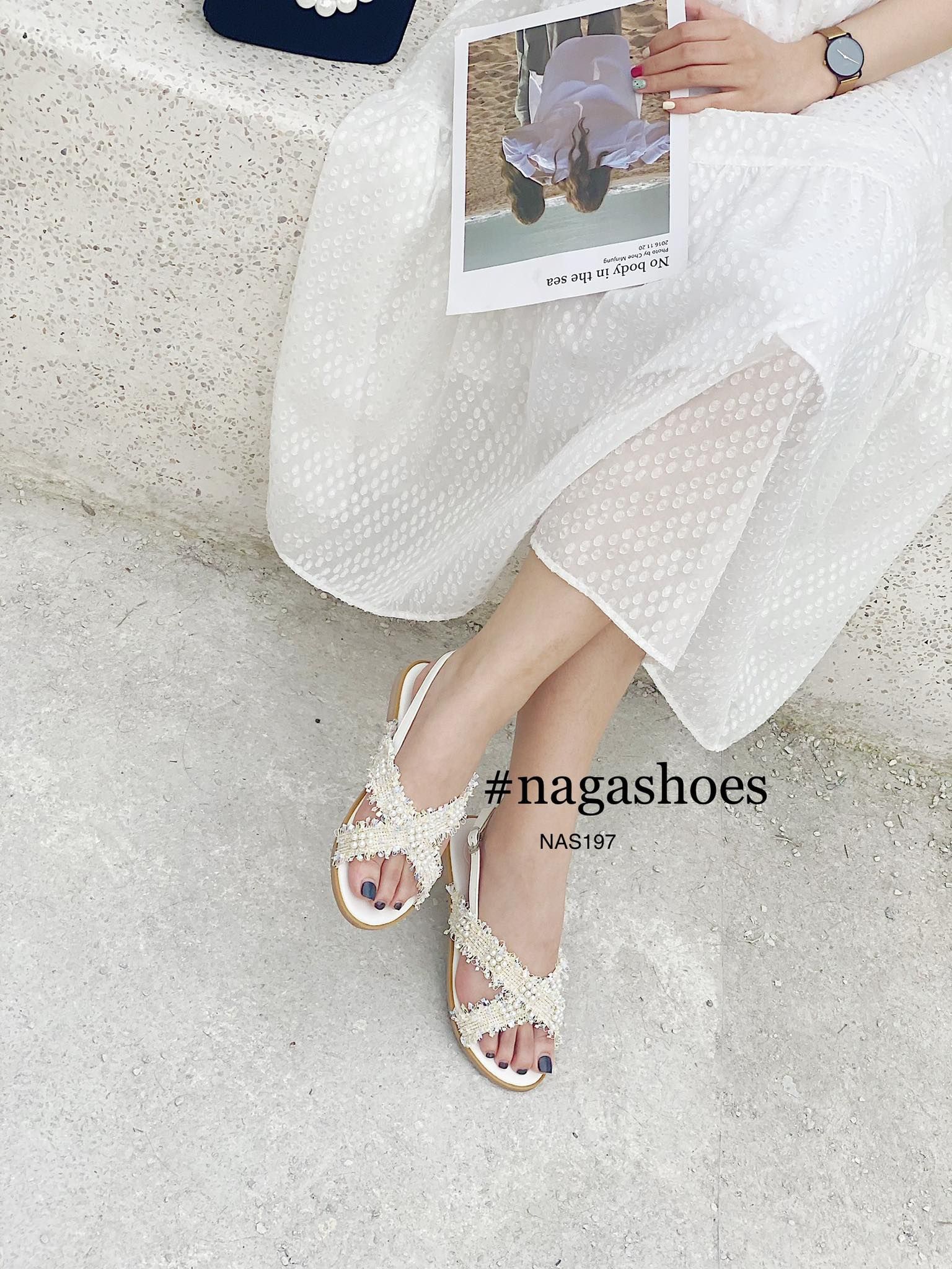 GIÀY SANDAL QUAI CHÉO PHỐI REN NAS197