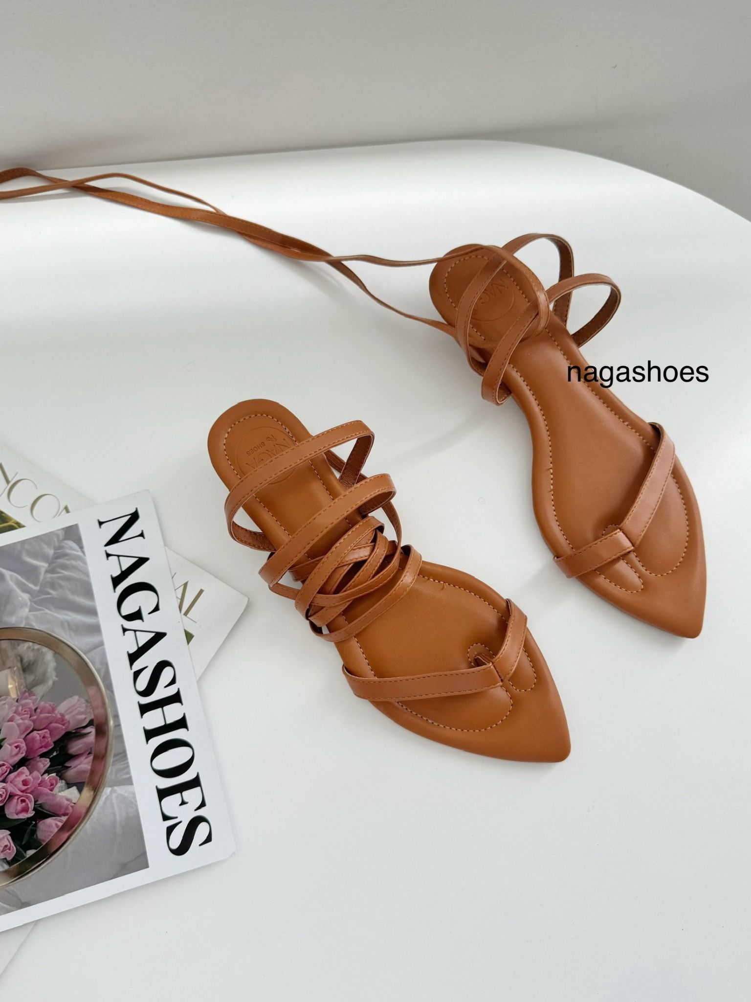  SANDAL NAGASHOES MŨI NHỌN PHỐI DÂY 4P NAS241 