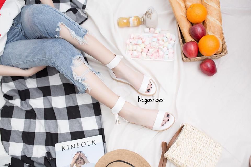 Giày Sandal Quai Ngang Hậu Tua Rua NAS28