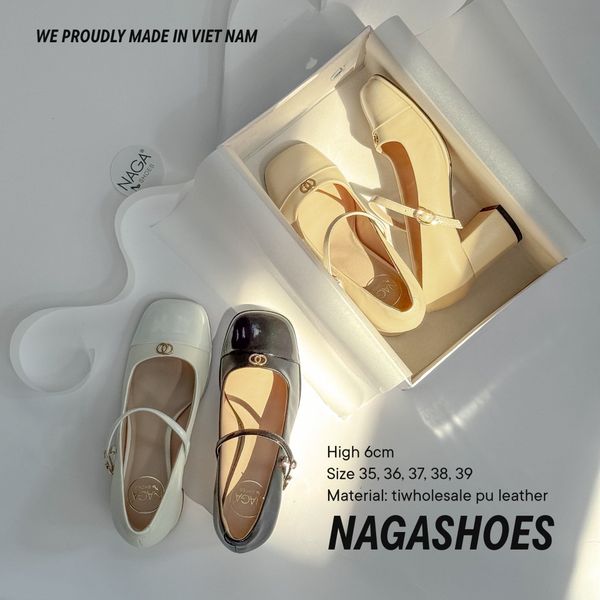  CAO GÓT MARY JANE  NAGASHOES  MŨI BÓNG ĐÍNH KHOEN TRÒN  6P NAC290 