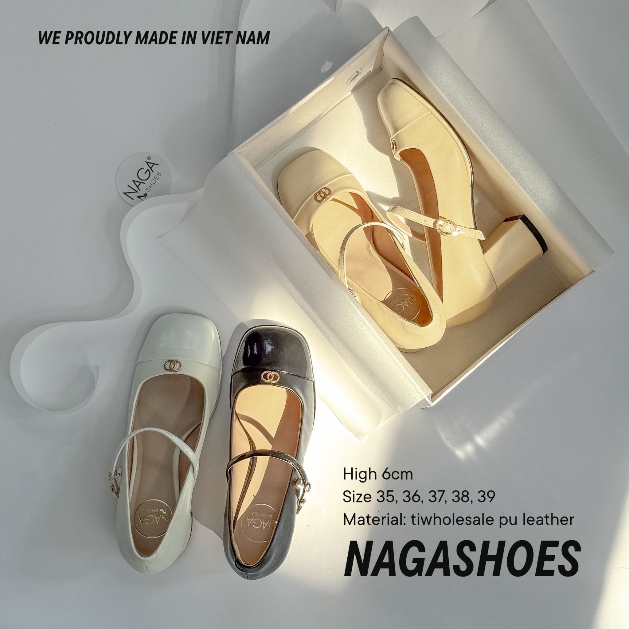  CAO GÓT MARY JANE  NAGASHOES  MŨI BÓNG ĐÍNH KHOEN TRÒN  6P NAC290 