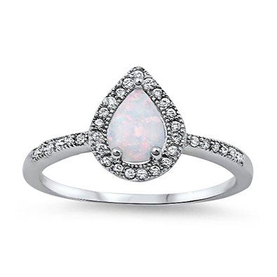 Opal trắng kem nhân tạo - Viên Pear