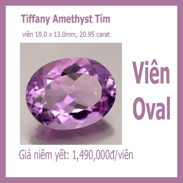 Viên Amethyst - Hình oval 18x13mm